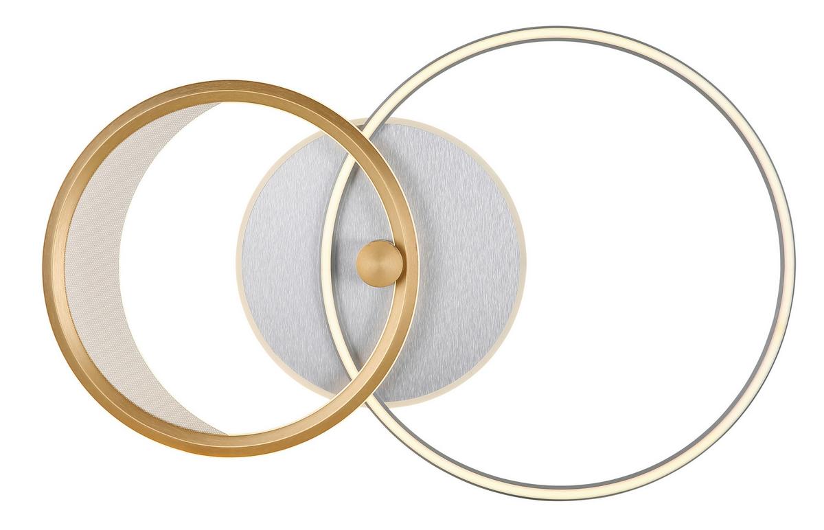 LED-Deckenleuchte Umbra Opal/Silber/Goldfarben - Klar/Silberfarben, Basics, Kunststoff/Metall (81/51/11cm) - Globo