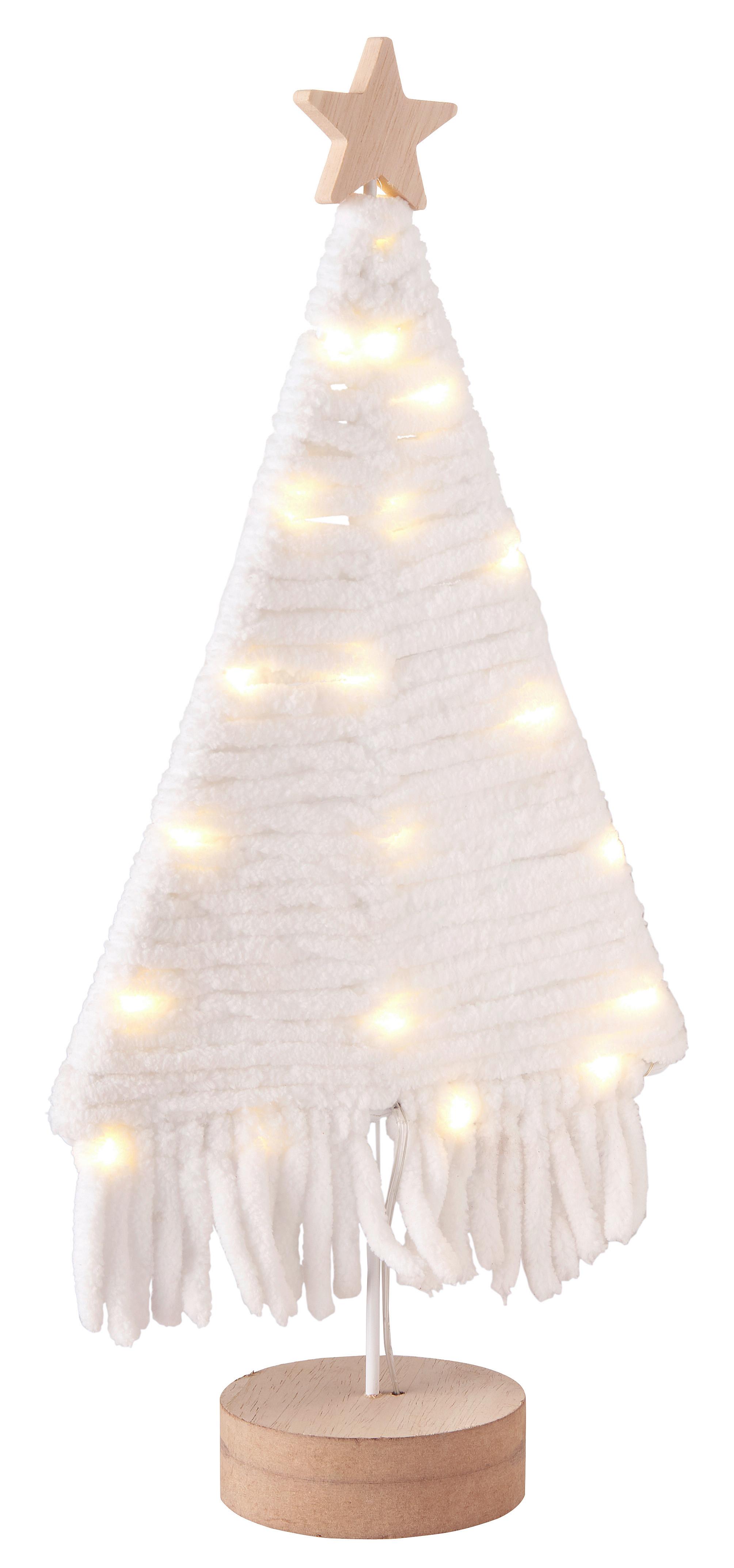 Led-díszlámpa Carol - fehér, Konventionell, textil/fa (20/40cm) - Premium Living