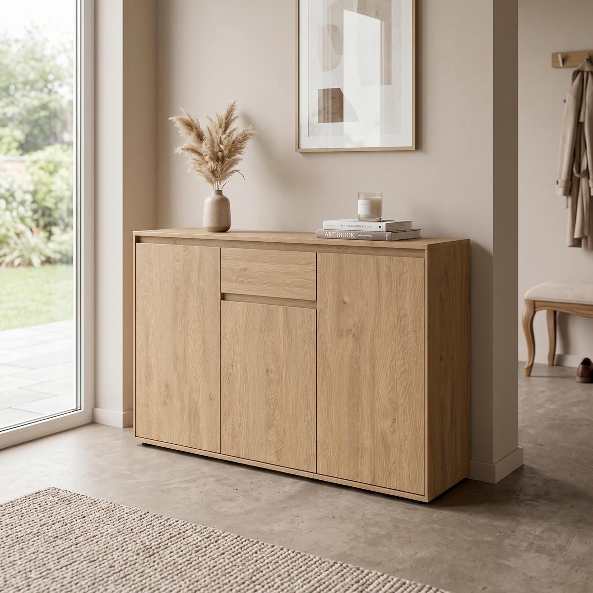 Comodă Calzado - culoare lemn stejar, Modern, material pe bază de lemn (137/85/35cm) - Modern Living