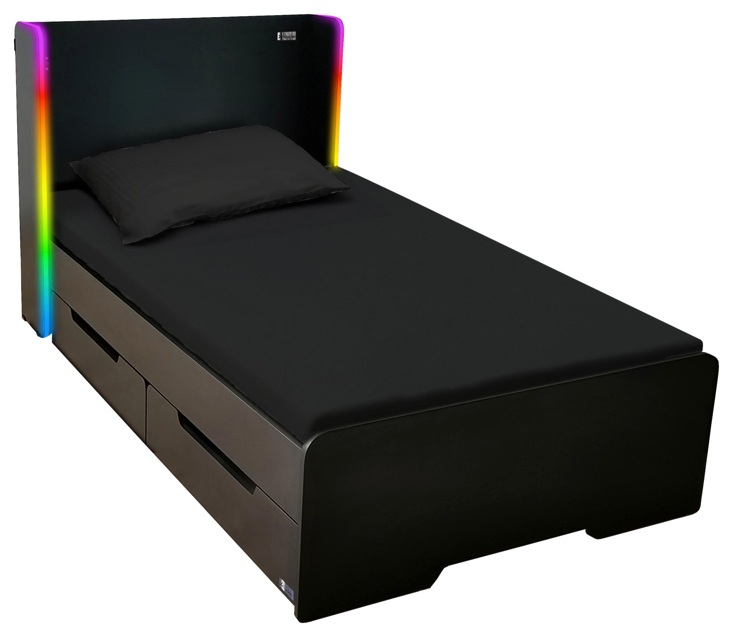 Gamingbett Electra 90x190cm Schwarz mit LED - Schwarz, MODERN, Holzwerkstoff (90/190cm) - X Rocker
