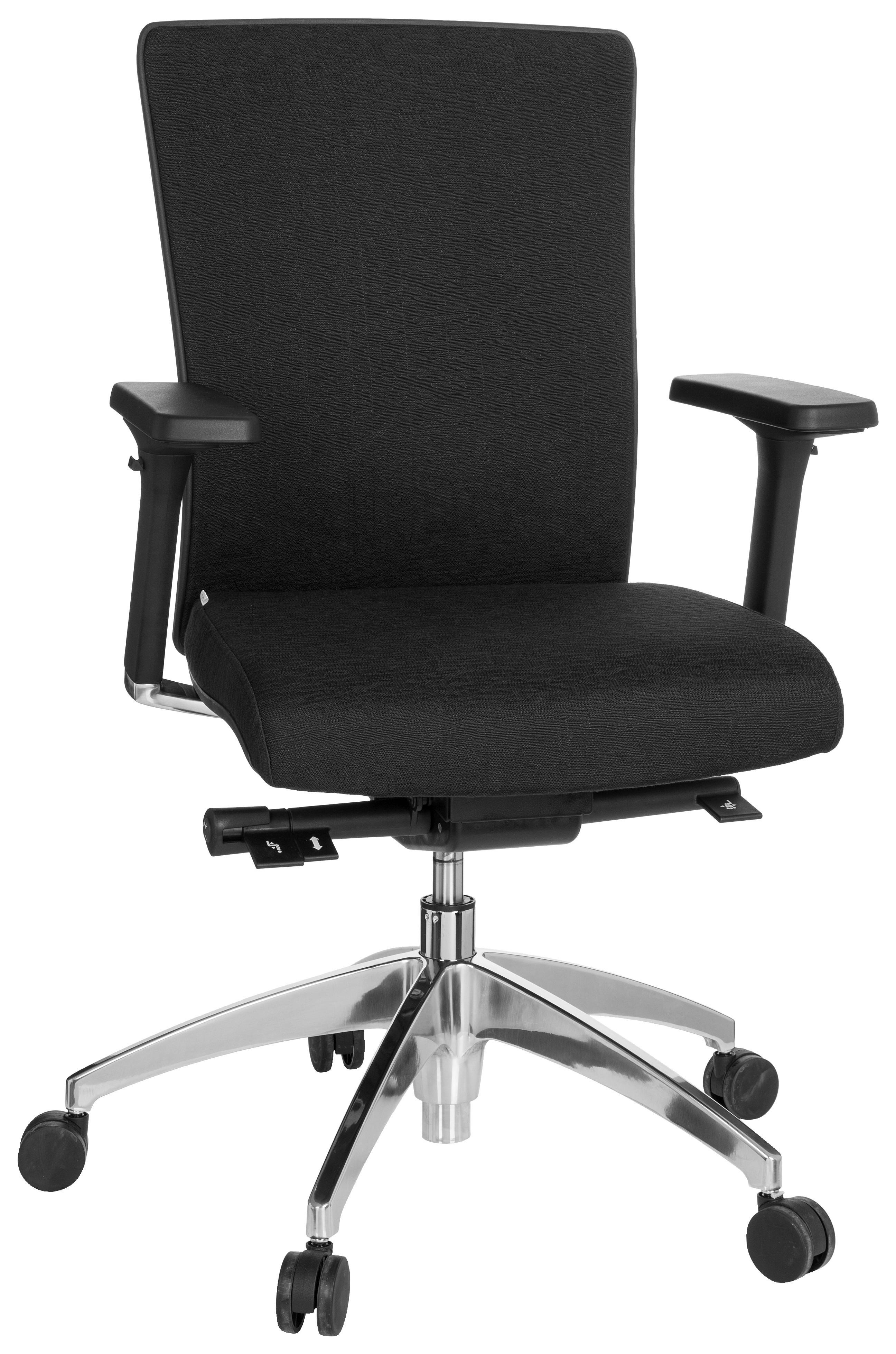 Drehstuhl Astra Base Schwarz/Alufarben - Schwarz/Alufarben, MODERN, Kunststoff/Textil (57/113/52cm) - MID.YOU