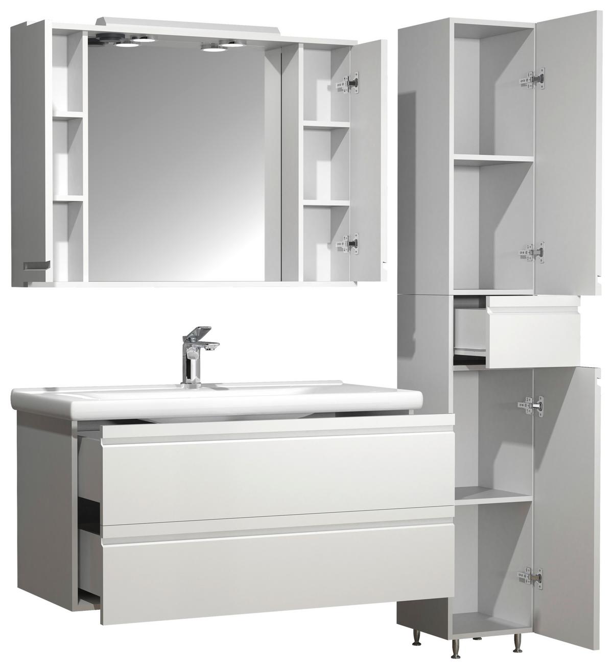 Kopalnica Silora Xl, Bela - bela, Moderno, steklo/leseni material (130cm) - MID.YOU