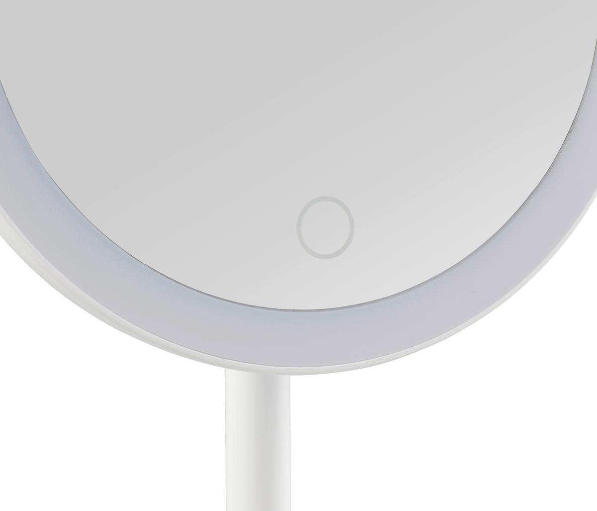 Schminkspiegel Liara Weiß mit LED - Weiß, MODERN, Glas/Kunststoff (18/28,5cm) - Mömax