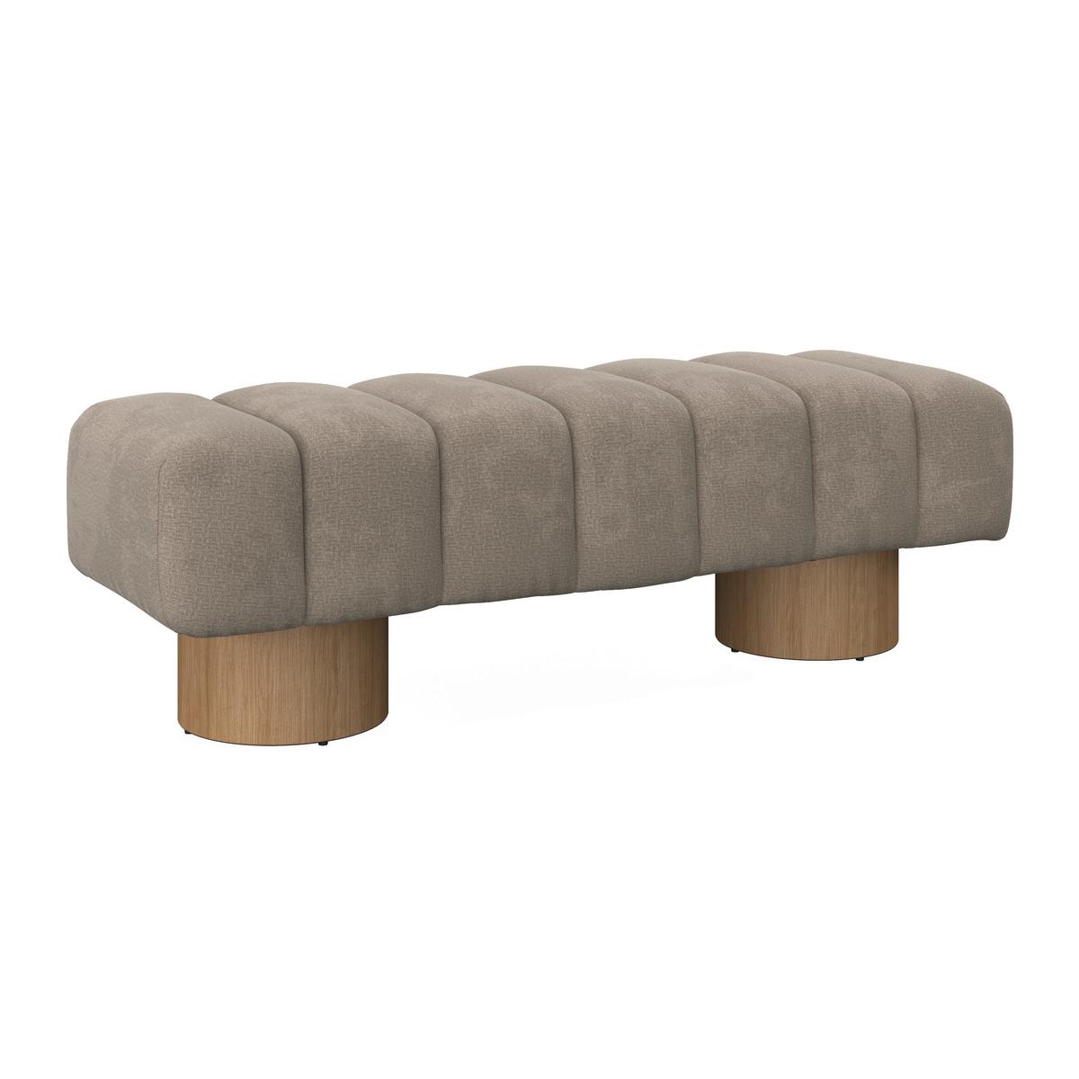 Sitzbank Alina Chenille Hellbraun - Hellbraun/Naturfarben, MODERN, Holz/Holzwerkstoff (140/45/45cm) - Bessagi Home