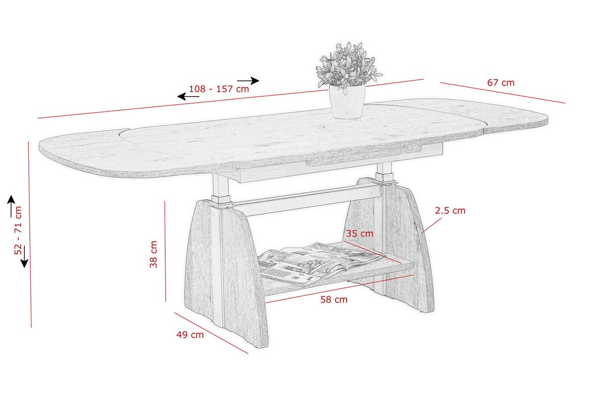 STOLIK KAWOWY COLIN - dąb artisan, Konventionell, materiał drewnopochodny (108-157/67/53-69cm) - Boxxx