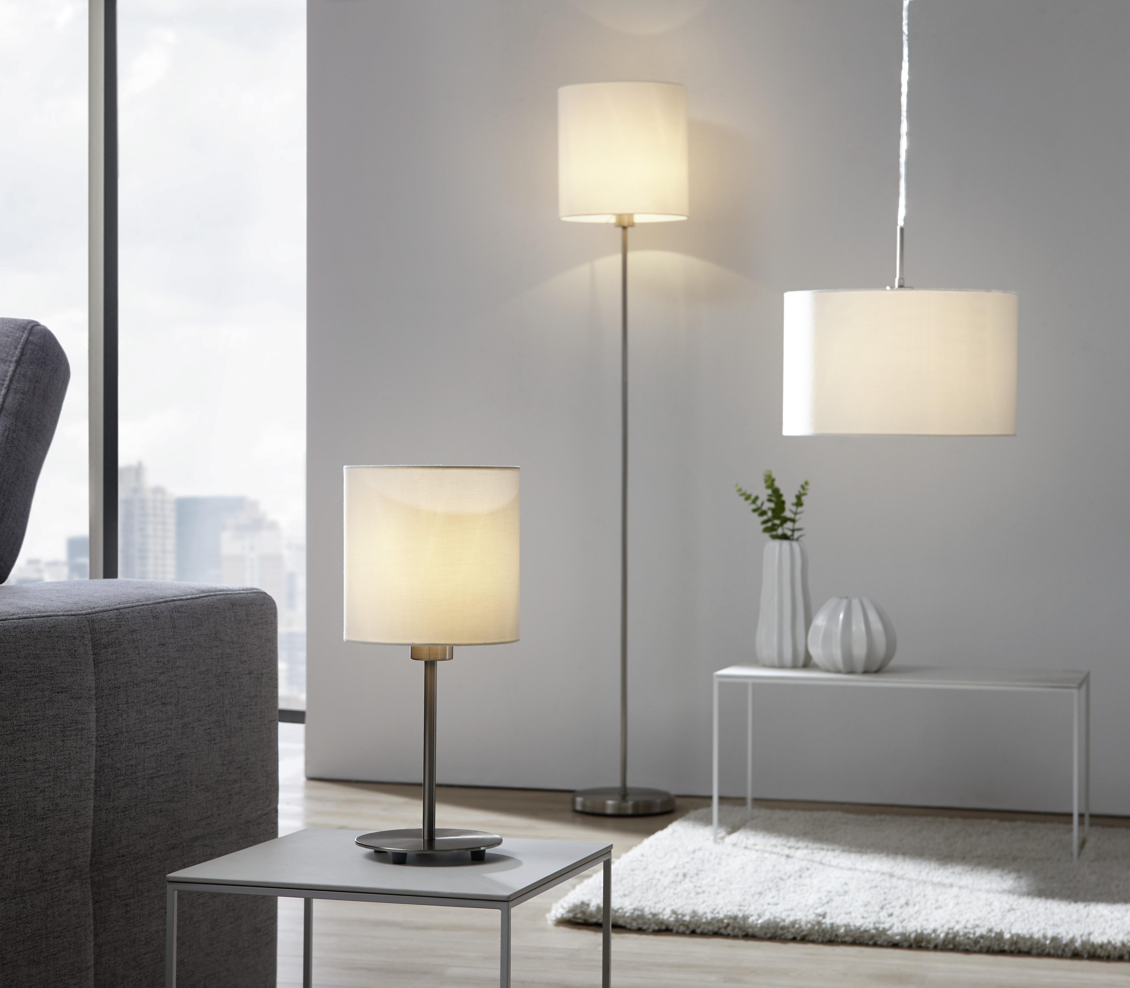 LAMPA STOŁOWA 31594 PASTERI - biały/kolor niklowy, Konventionell, metal/tkanina (18/40cm) - Eglo