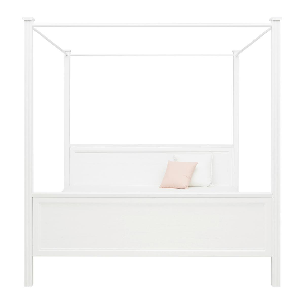 Himmelbett Marilou in Weiss ca. 180x200cm - Weiss/Schwarz, Romantik / Landhaus, Holzwerkstoff/Kunststoff (180/200cm) - Zandiara
