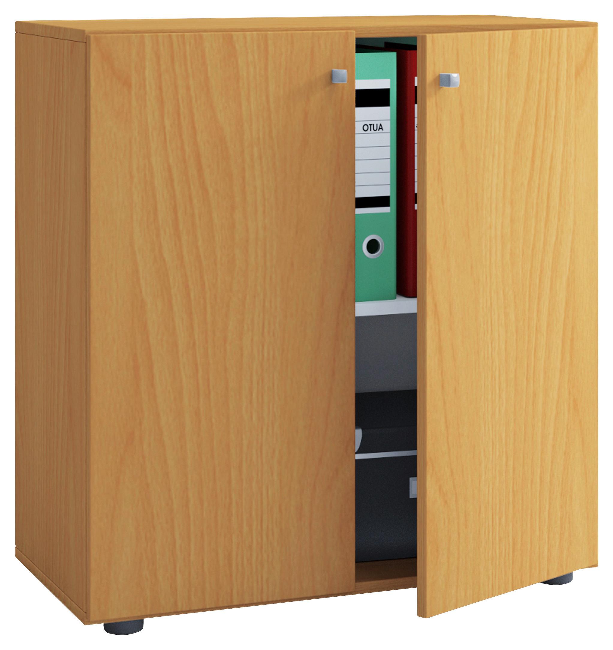 Pisarniška Omara Lona, Bukev - barve bukve/barve oreha, Basics, leseni material (70/74/39cm) - MID.YOU