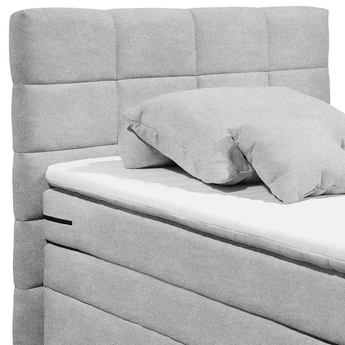 Boxspringbett Tacoma 3 inkl. Topper ca. 120x200 cm Silberf. - Silberfarben, KONVENTIONELL, Kunststoff (120/200cm) - MID.YOU