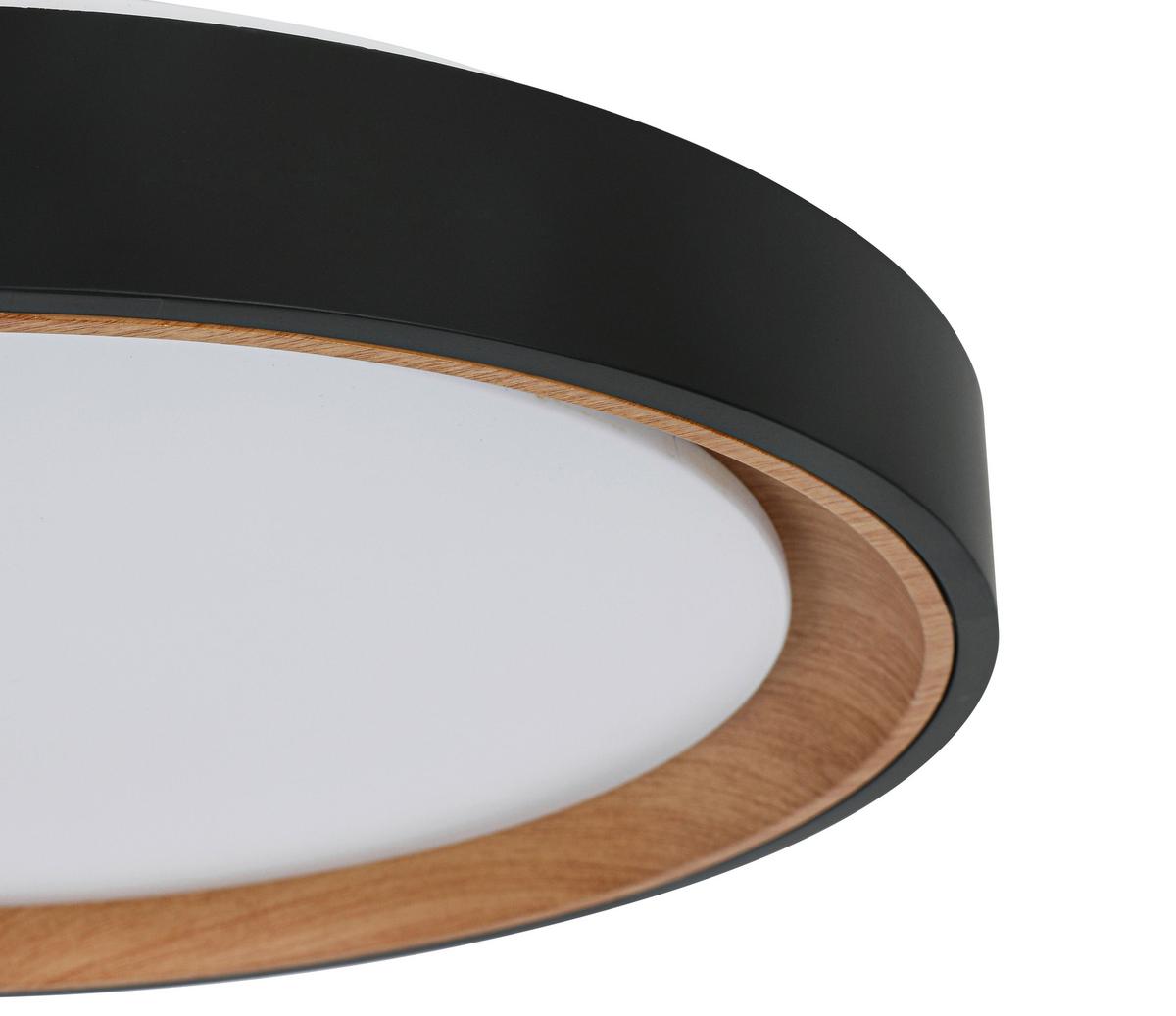 LAMPA SUFITOWA TINA - kolor dębowy/czarny, Trend, tworzywo sztuczne/metal (40/7cm) - Novel