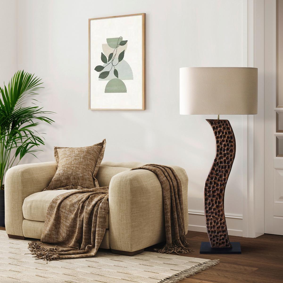 Stoječa Svetilka Acacia - črna/bela, Design, kovina/tekstil (40/171/20cm) - P & B