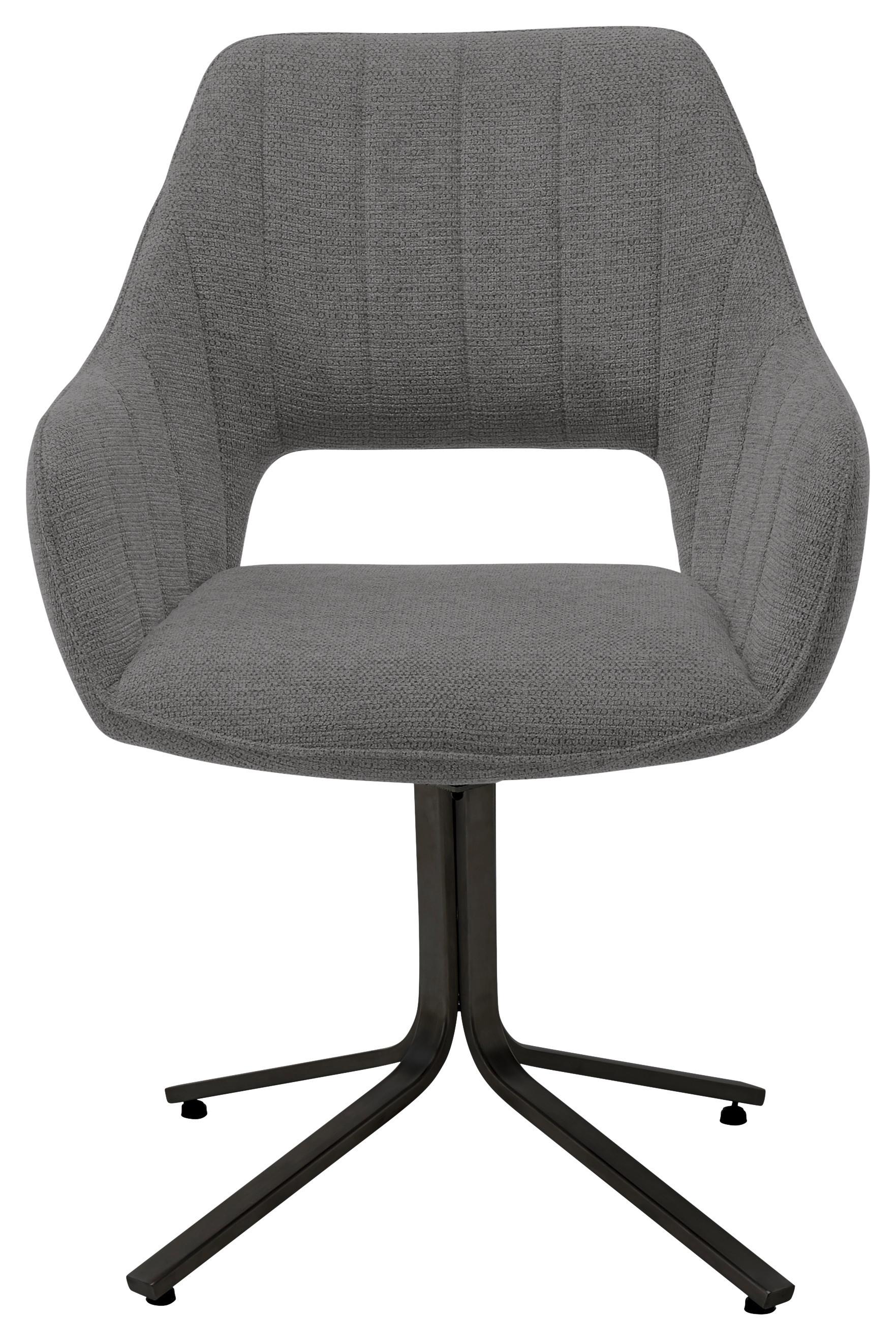 Armlehnstuhl Bacares in Anthrazit - Anthrazit/Schwarz, Modern, Textil/Metall (62/88/63cm) - Premium Living