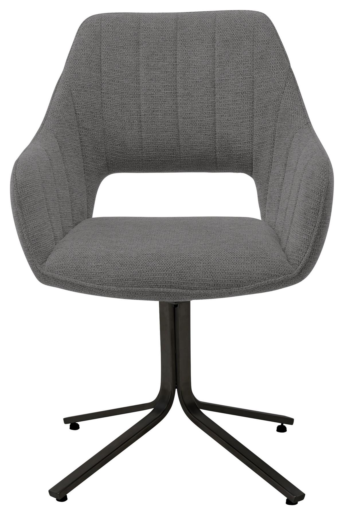 Armlehnstuhl Bacares in Anthrazit - Anthrazit/Schwarz, MODERN, Textil/Metall (62/88/63cm) - Premium Living