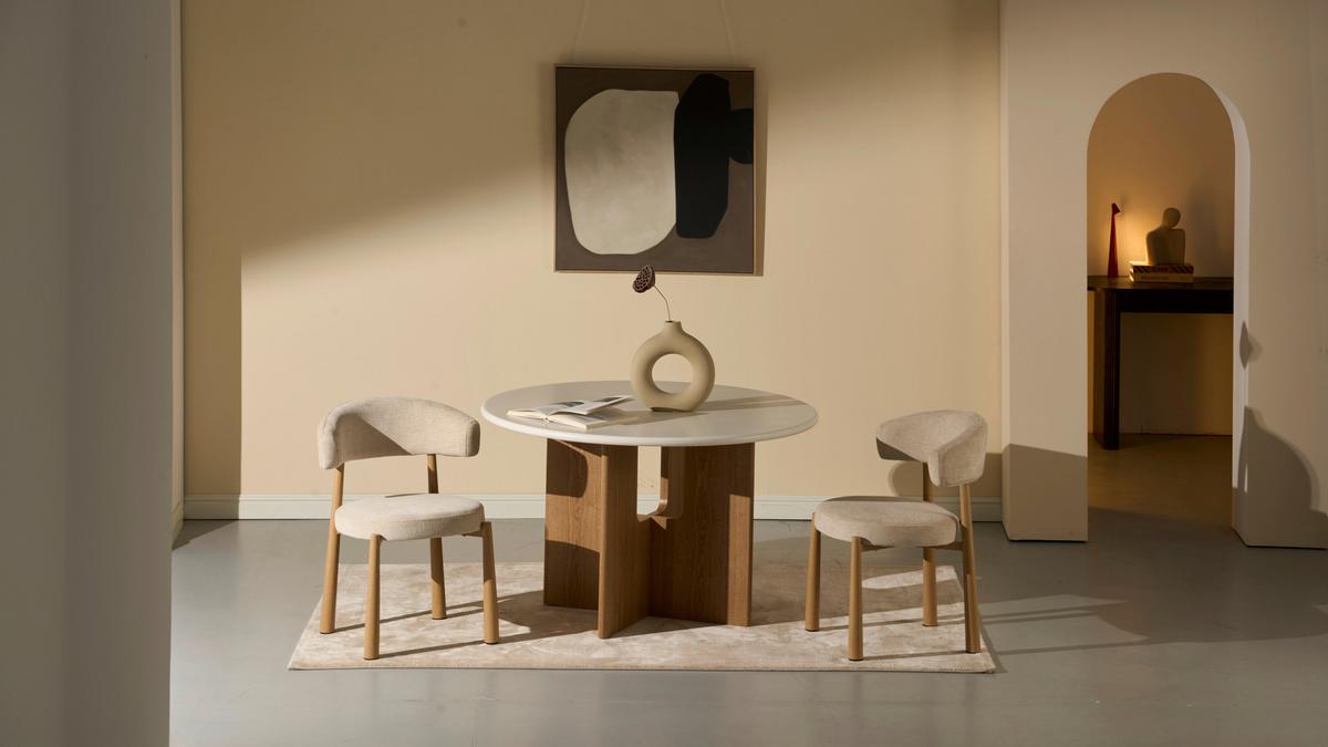 Jedilna Miza Levi, Barva Hrasta, Bela, Ø 120 - barve hrasta/bela, Moderno, les/valovita lepenka (120/75cm) - Livetastic
