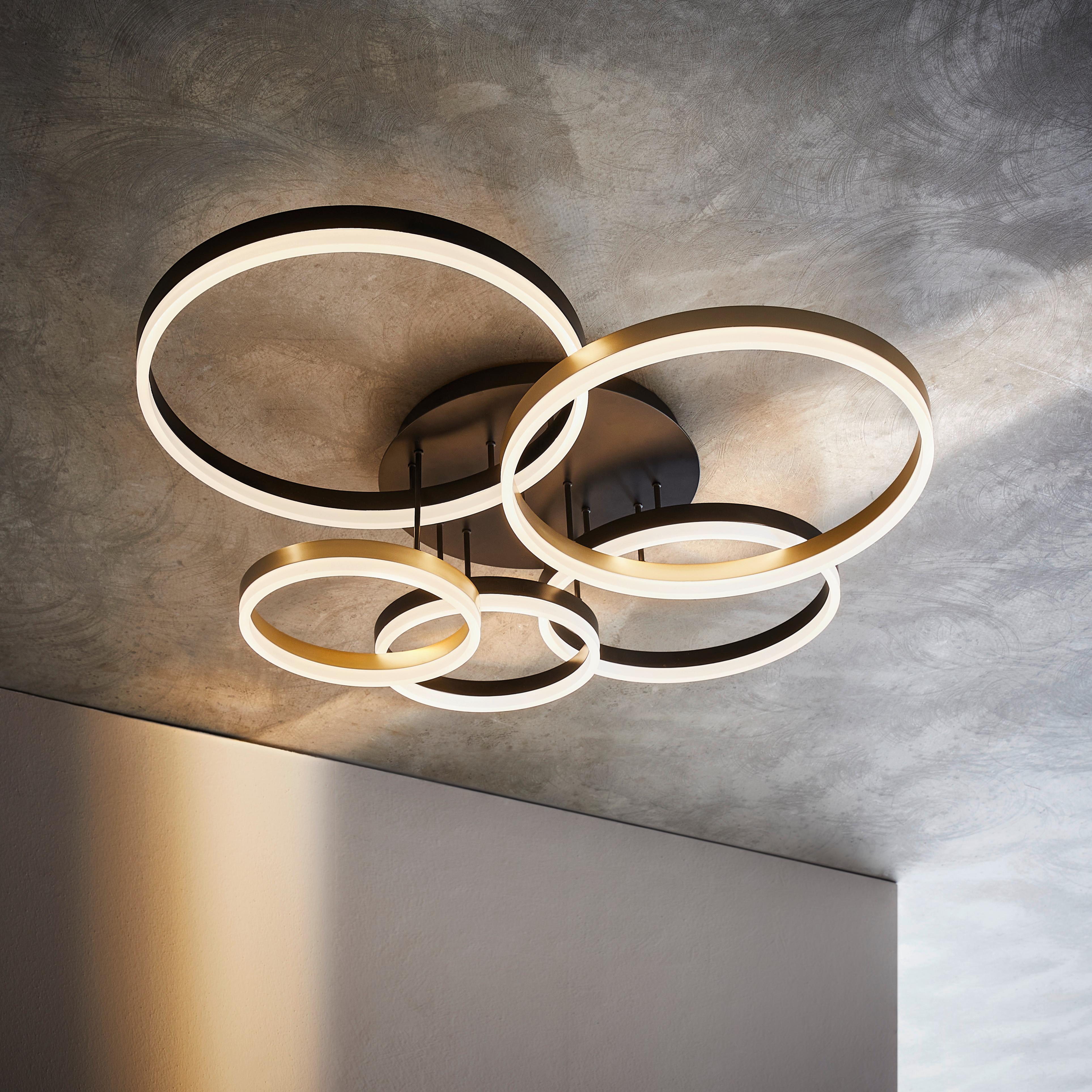 LAMPA SUFITOWA LED BISMARCK - czarny/kolor złoty, Design, tworzywo sztuczne/metal (107/87/21cm) - Dieter Knoll