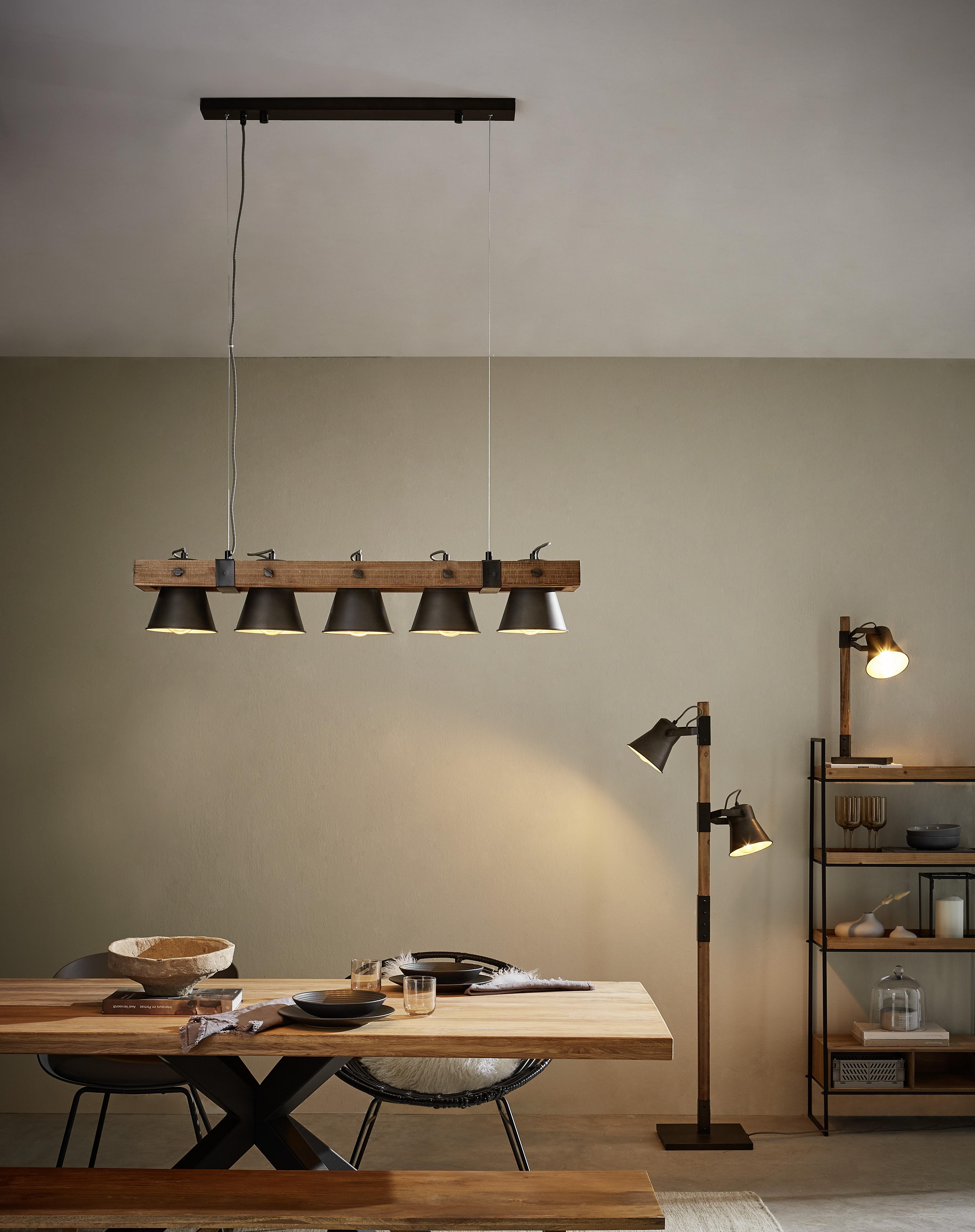 Stehleuchte Plow max. 10 Watt - Schwarz, Design, Holz/Metall (51/153,5cm) - Brilliant