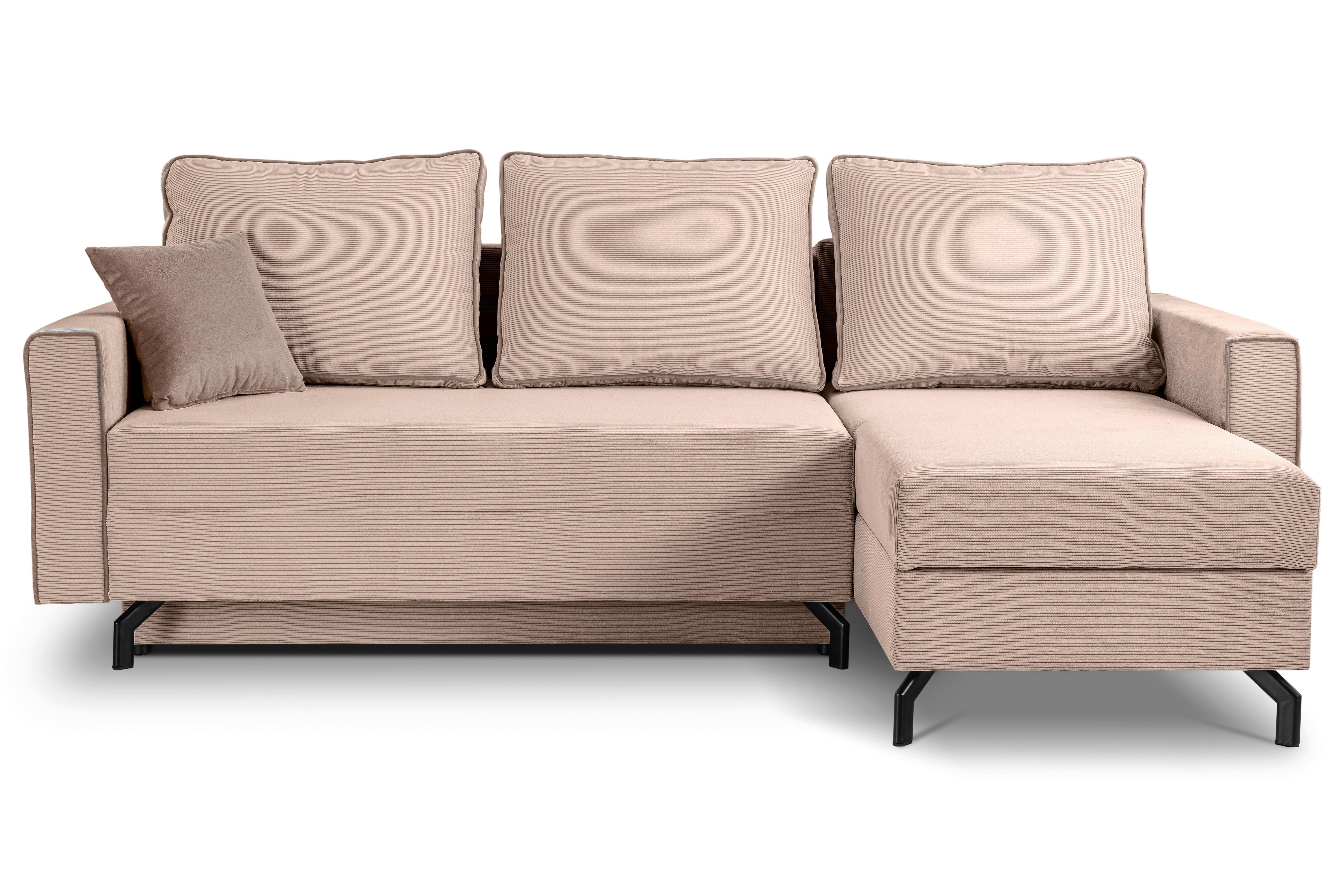 Ecksofa Marti Altrosa mit Schlaffunktion - Altrosa/Schwarz, Basics, Holz/Textil (230/148cm) - MID.YOU