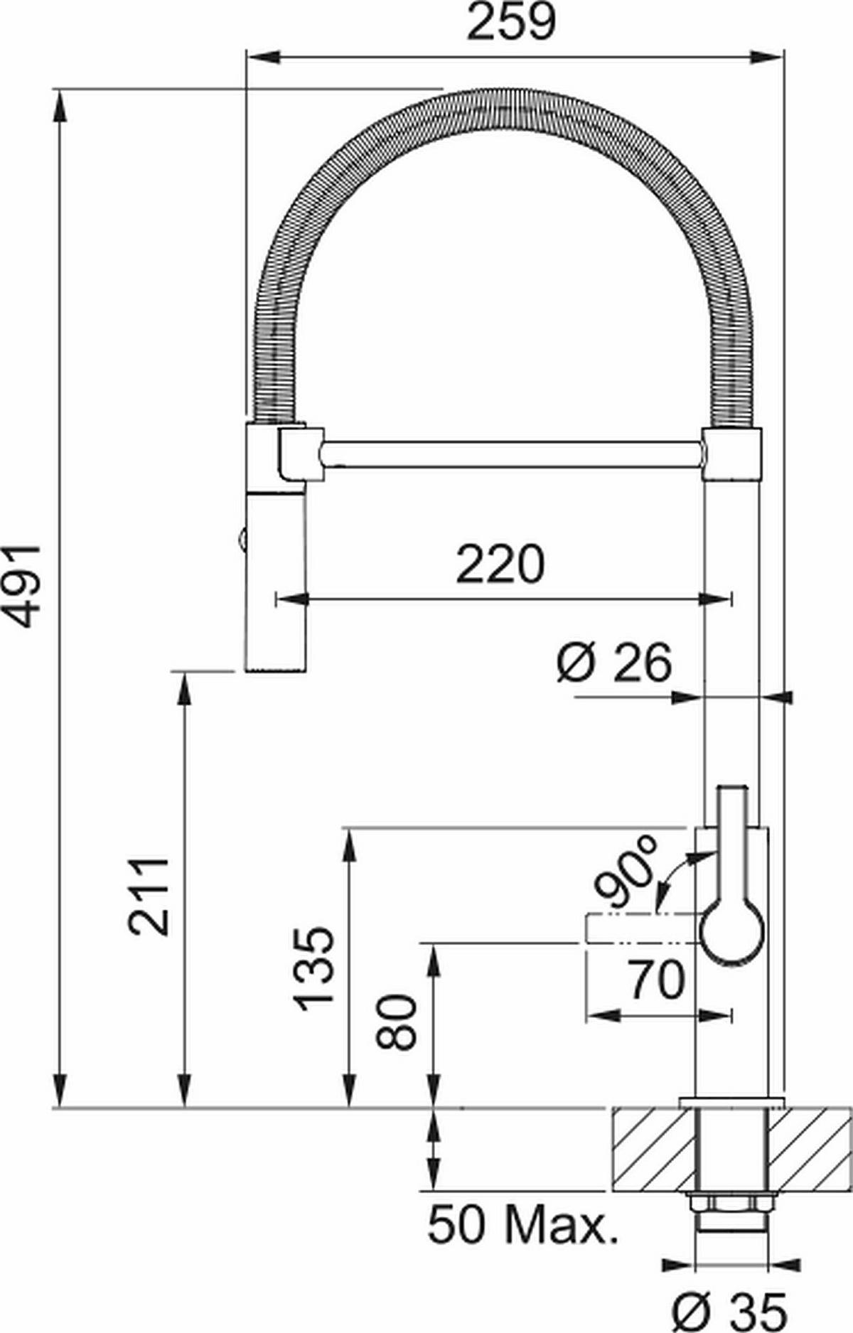 Küchenarmatur 1150728396 Schwarz - Schwarz, MODERN, Metall (49,1cm) - Franke