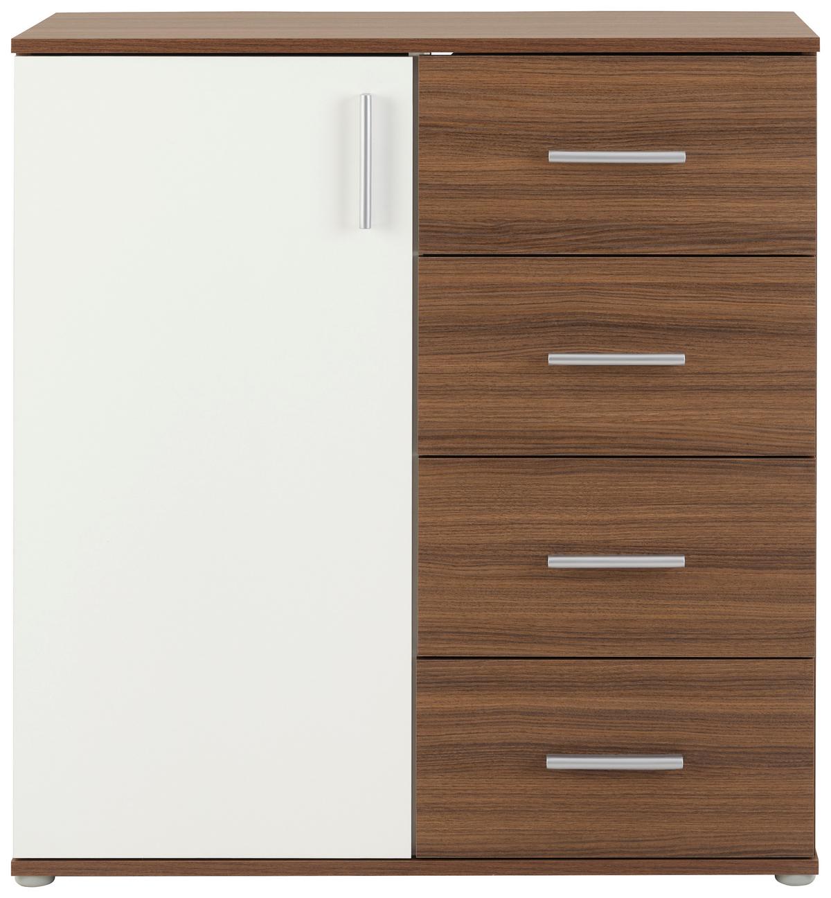 Komoda Ina 02 - barva oreha/barve aluminija, Moderno, umetna masa/leseni material (88,2/94,8/38,3cm)