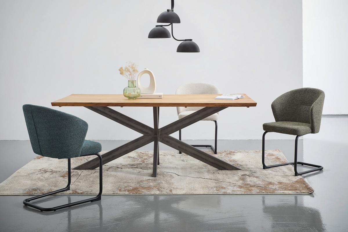 STÓŁ DO JADALNI SPIDER - kolor dębowy/czarny, Design, metal/drewno (200/100/77cm) - Linea Natura