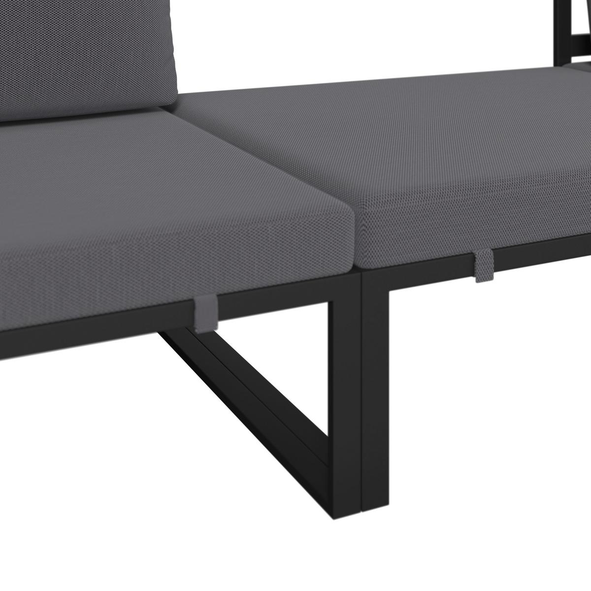 Loungegarnitur Valentina Dunkelgrau Metall/Outdoorstoff - Dunkelgrau/Schwarz, MODERN, Glas/Textil - Bessagi Garden