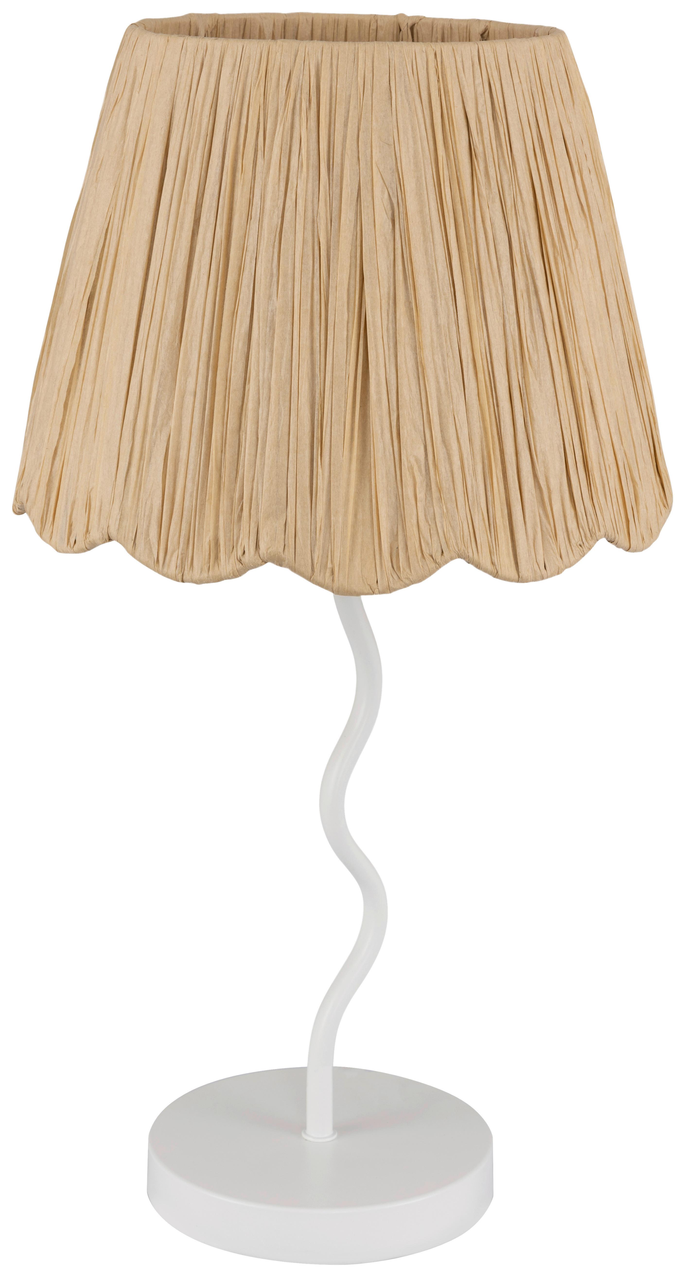 Tischleuchte Flock Naturfarben/Weiß max. 25 Watt - Naturfarben/Weiß, KONVENTIONELL, Papier/Metall (27/50cm)