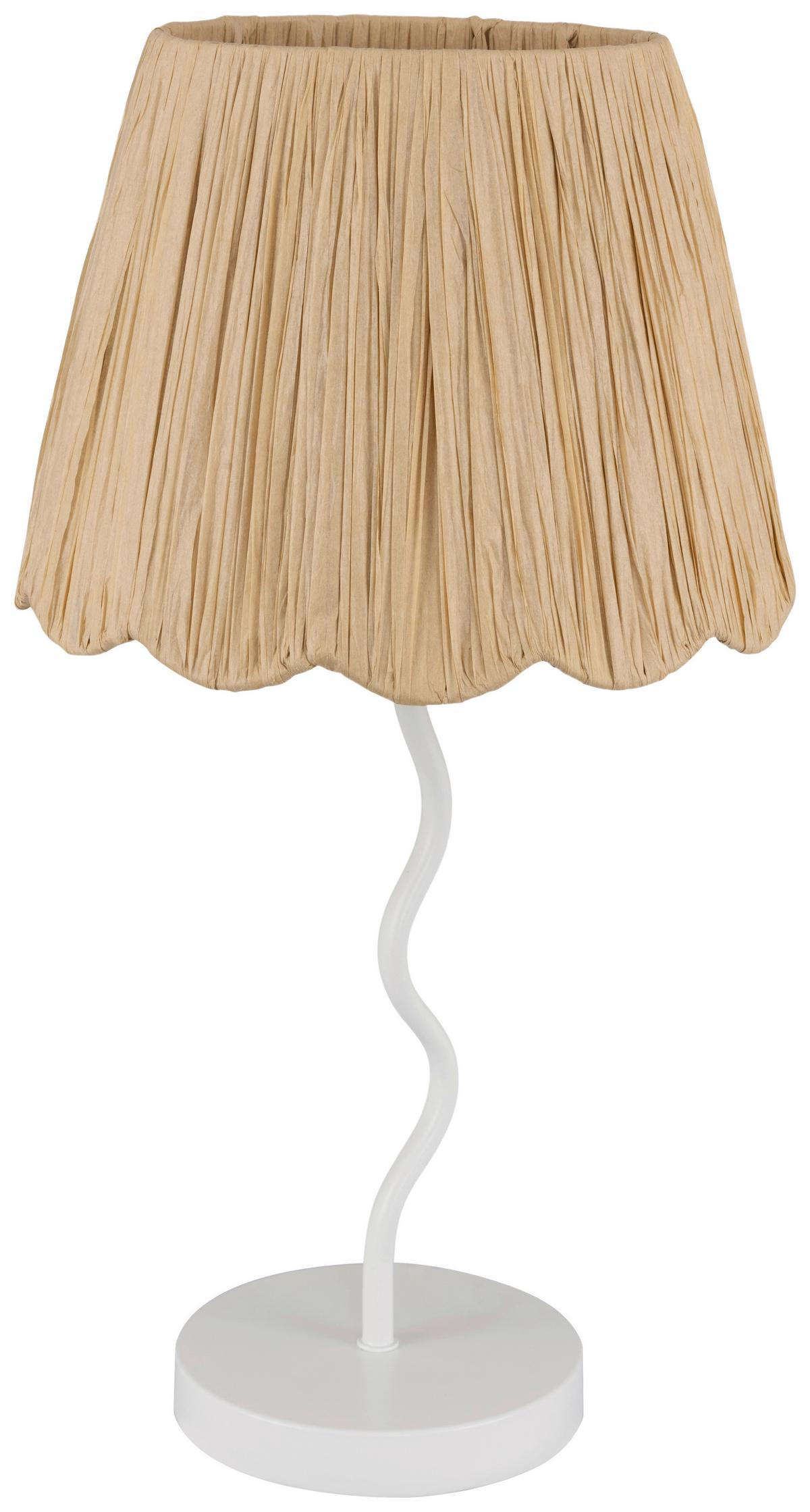 Tischleuchte Flock Naturfarben/Weiß max. 25 Watt - Naturfarben/Weiß, KONVENTIONELL, Papier/Metall (27/50cm)