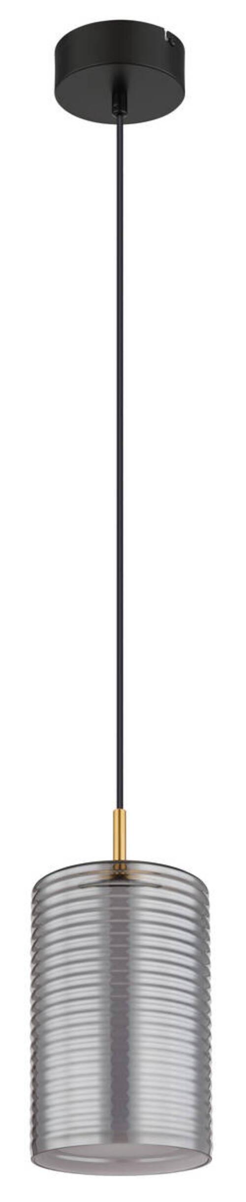 LED-Hängeleuchte Lampigna Schwarz/Messing max. 10 Watt - Messingfarben/Schwarz, Design, Glas/Metall (18/150cm) - Globo