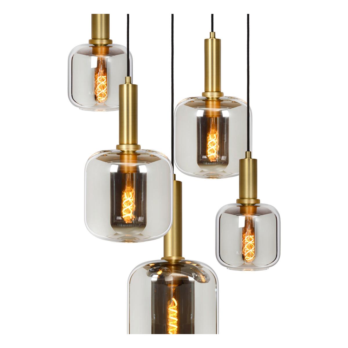 LAMPA WISZĄCA 45494/15/65 JOANET - jasnoszary, Design, szkło (71/180cm) - Lucide