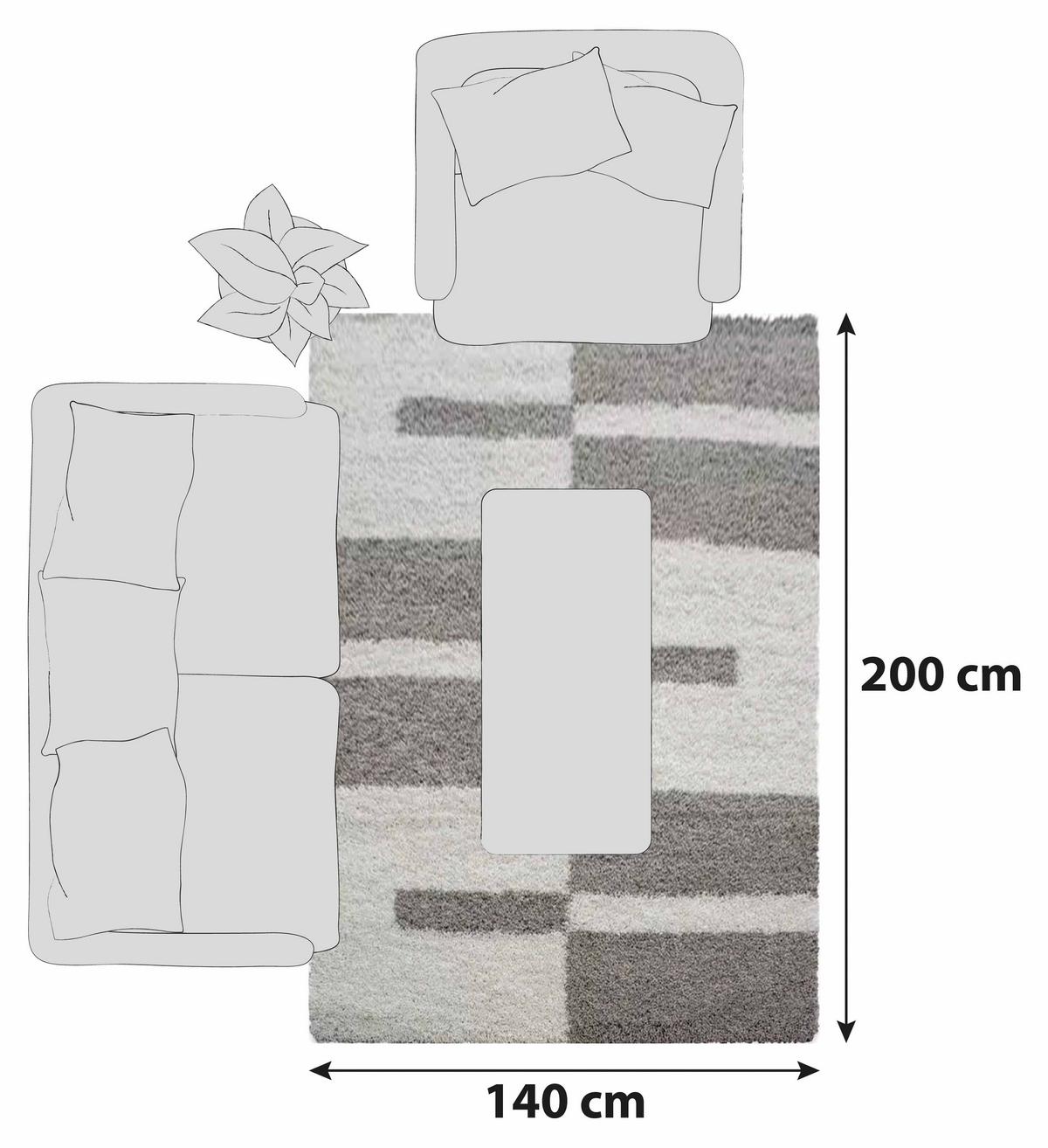 Hochflorteppich Gala Beige ca. 140x200cm - Beige, Design, Textil (140/200cm) - Novel