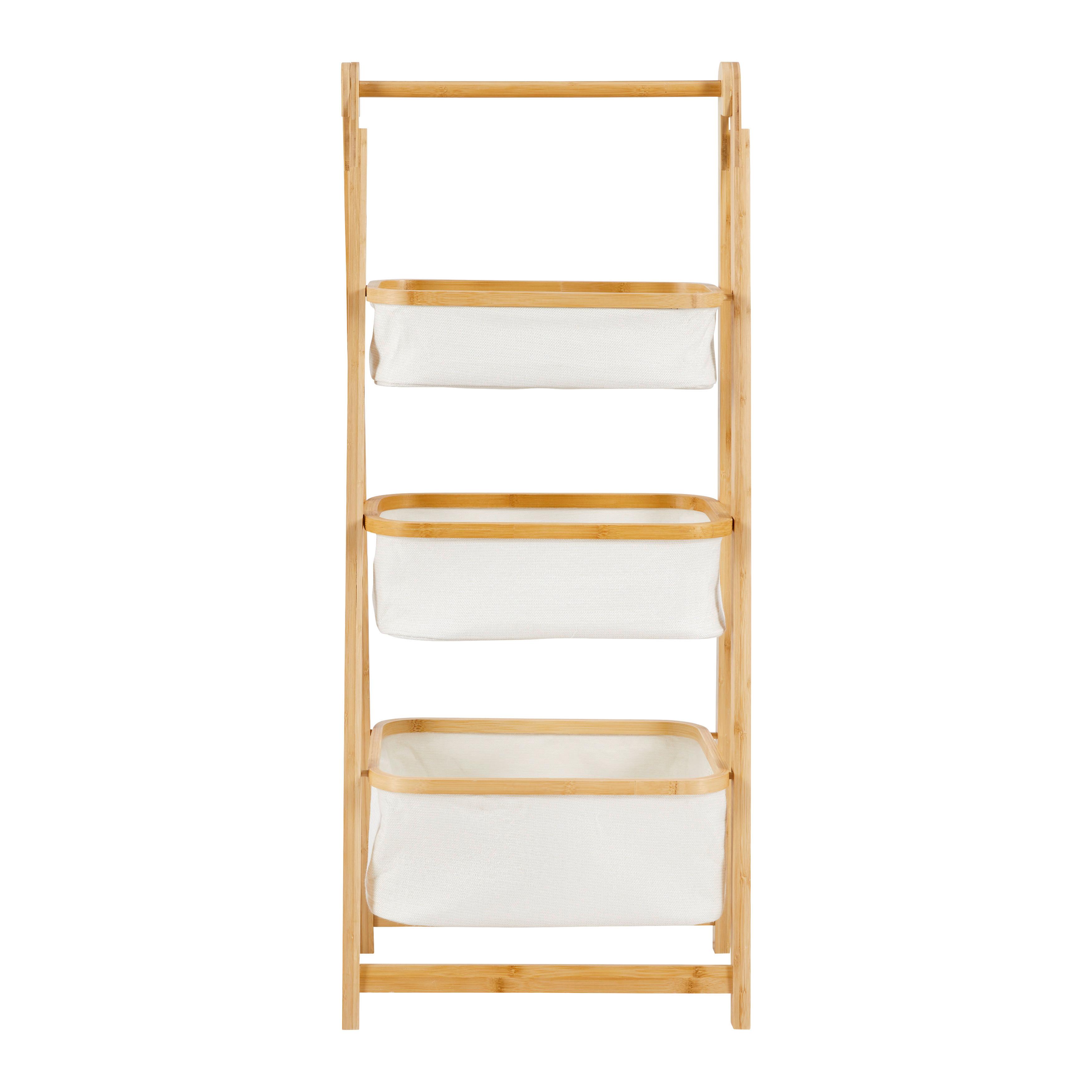 REGAŁ DO PRZECHOWYWANIA AKARI - kremowy, Modern, drewno/tkanina (44/32/110cm) - Bessagi Home