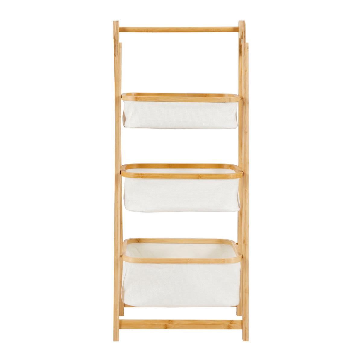 REGAŁ DO PRZECHOWYWANIA AKARI - kremowy, Modern, drewno/tkanina (44/32/110cm) - Bessagi Home