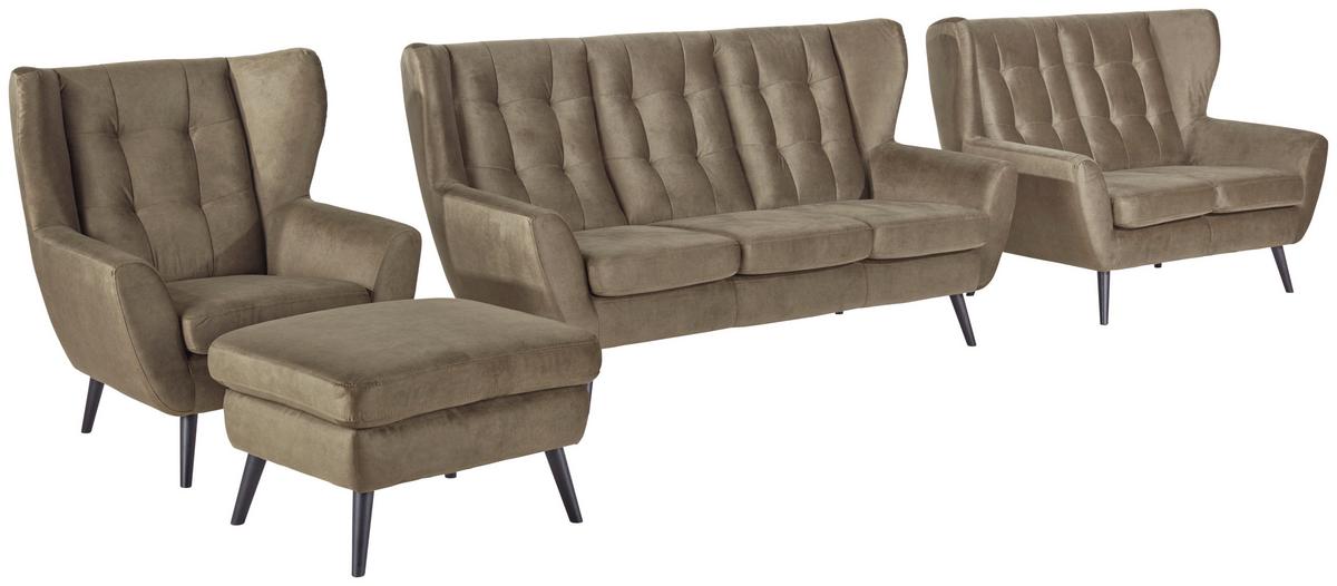 Canapea cu 3 locuri LAHTI - măsliniu, Modern, lemn/textil (193/102/90cm) - Luca Bessoni