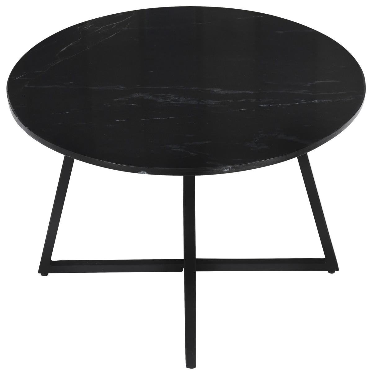 Măsuță de cafea MONTEVIDEO - negru, Modern, metal/piatră (65/44cm) - Modern Living