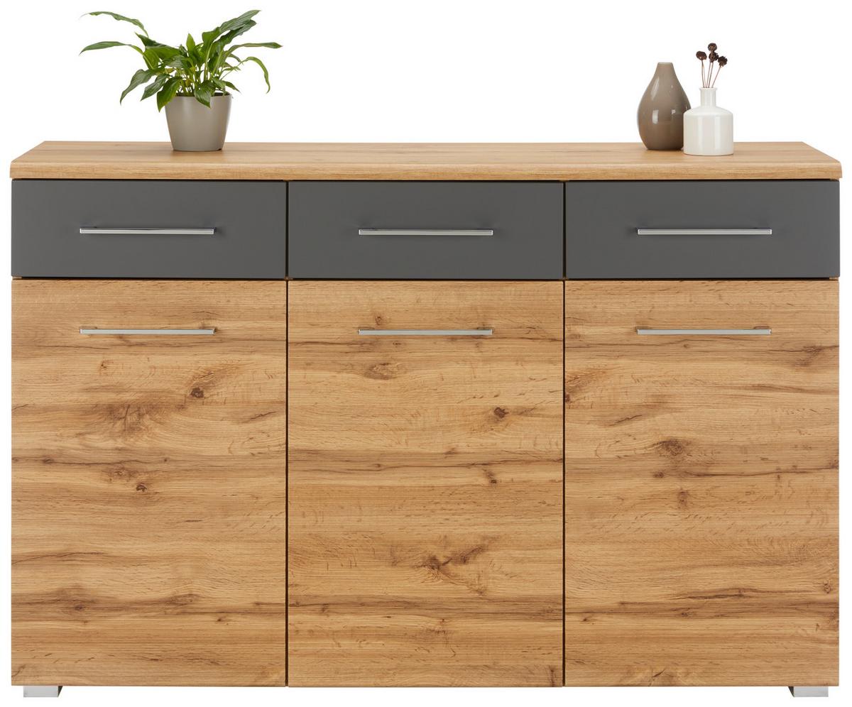 Sideboard In Eichefarben - Chromfarben/Eichefarben, Modern, Holzwerkstoff/Metall (140/95/40cm) - Mömax