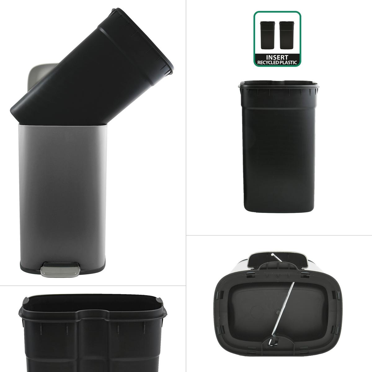 Treteimer Akira Matt-Grey - Dunkelgrau/Schwarz, Basics, Kunststoff/Metall (42,7/29,7/64,3cm) - Spirella