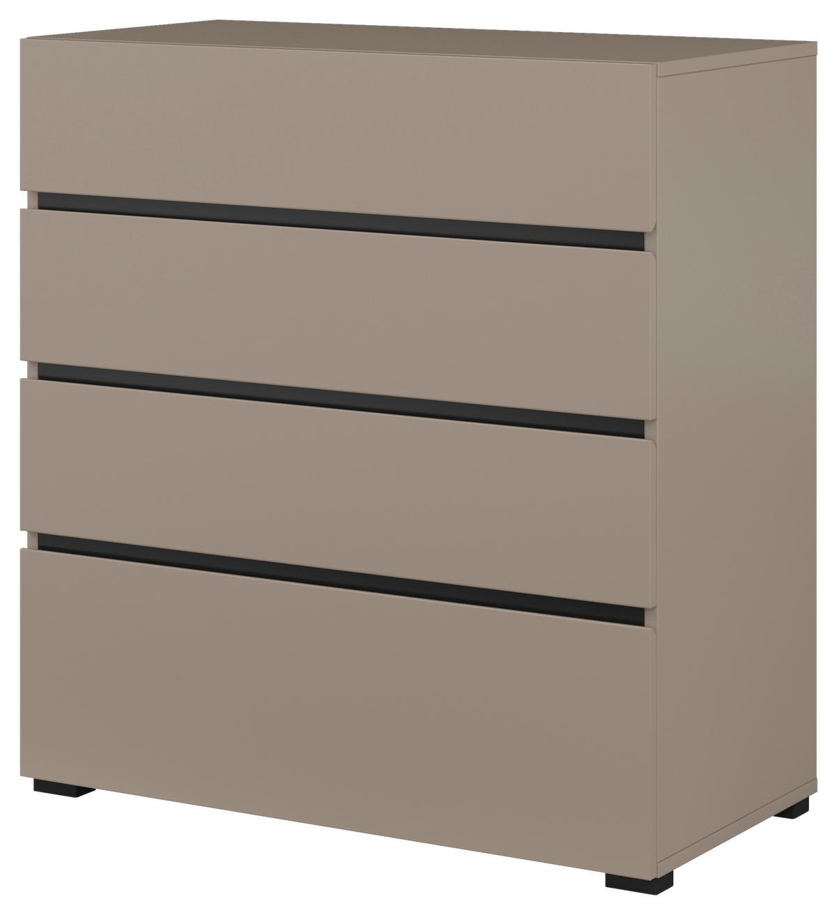 Komód 4 Fiókkal Cross S - bézs/fekete, Modern, faalapú anyag (80/85/40cm)