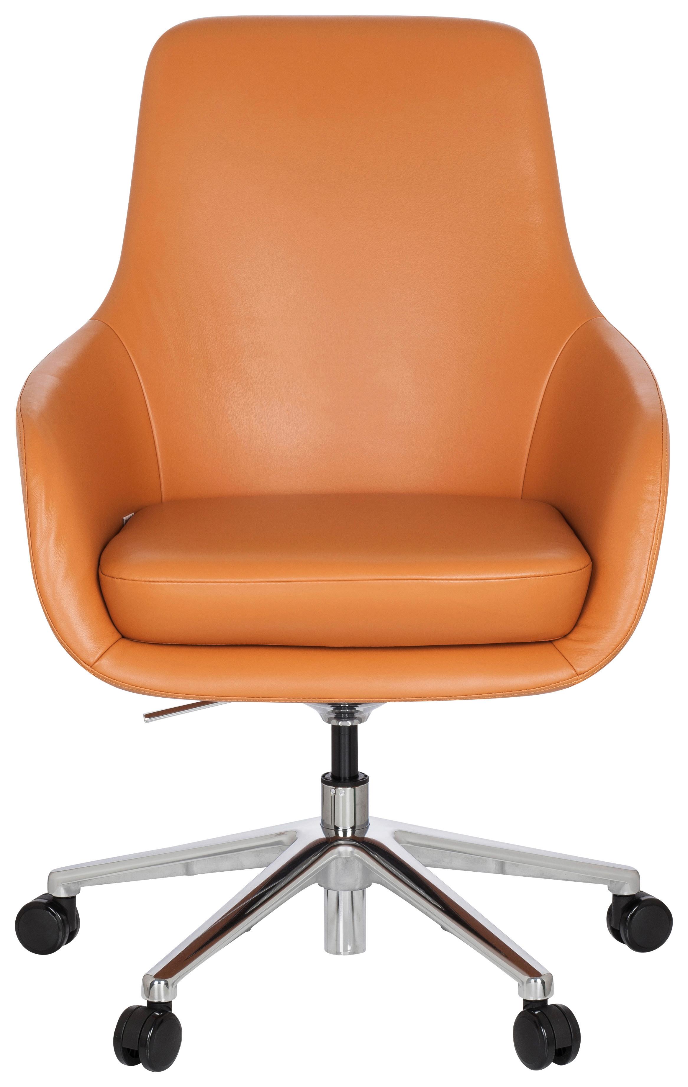 Pisarniški Stol Bareno, Oranžna - barve aluminija/oranžna, Moderno, kovina/umetna masa (65/104/54cm) - MID.YOU