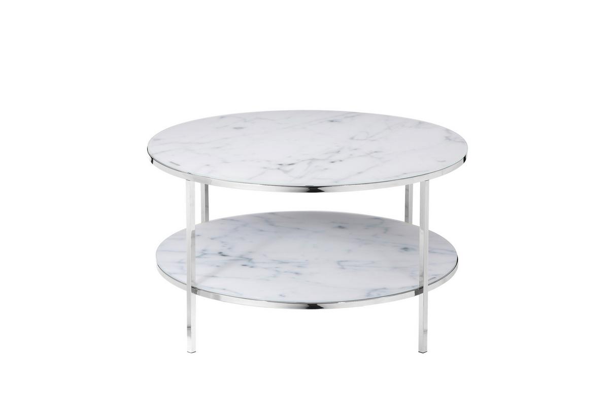 Klubska Miza Marble, Bela - barve kroma/bela, Design, kovina/steklo (80/45cm) - Livetastic