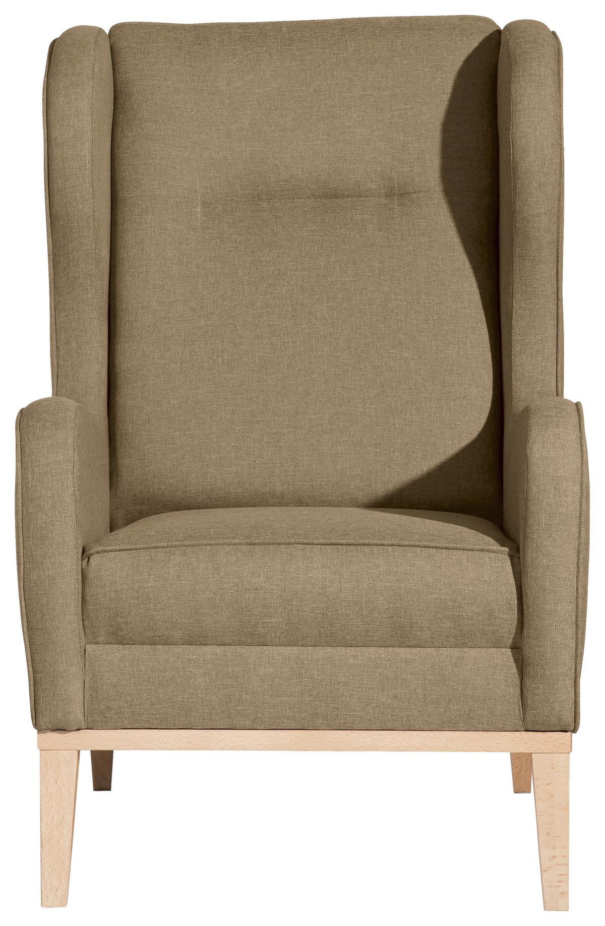 OHRENSESSEL ANGELO - Sandfarben/Naturfarben, KONVENTIONELL, Holz/Textil (66/104/78cm) - Max Winzer