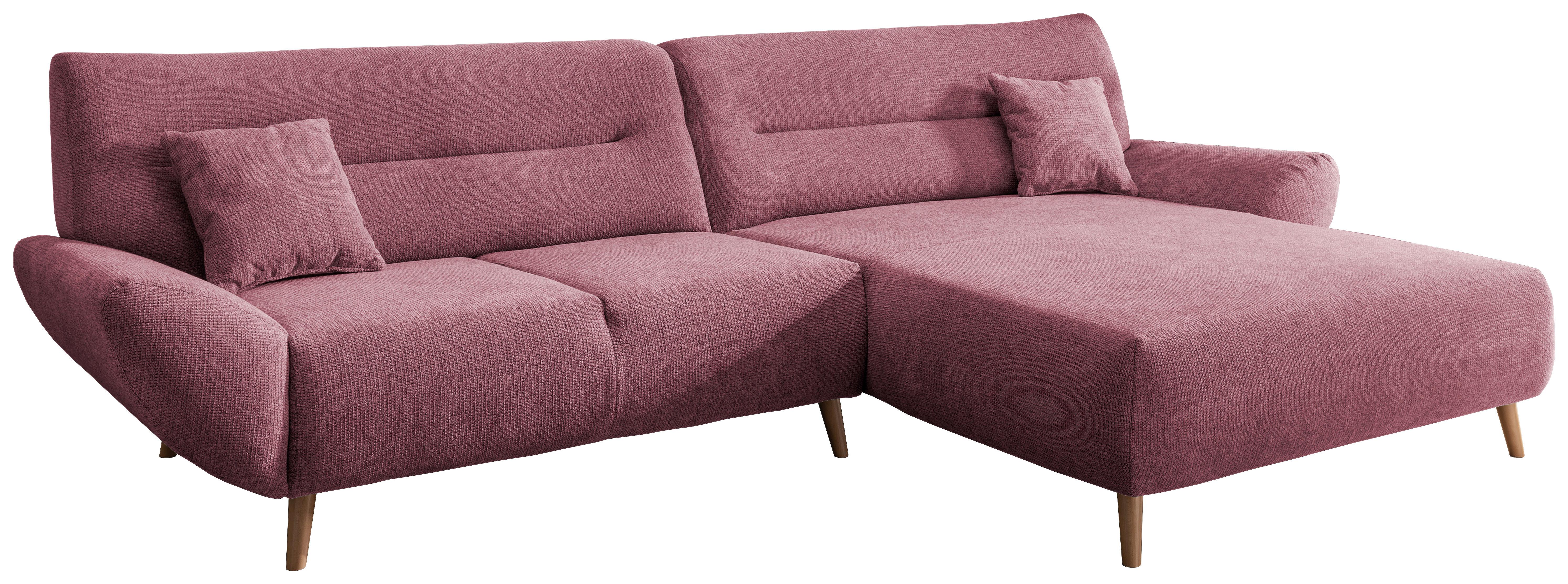 Wohnlandschaft Drago Brombeere Chenille - Wildeiche/Brombeere, MODERN, Holz/Textil (290/166cm) - P & B
