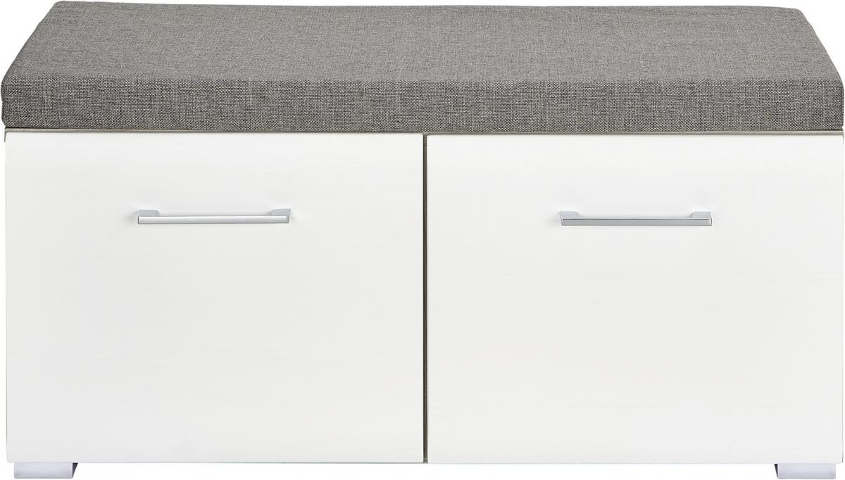 Garderobenbank in Weiss/Silbereichenfarben - Chromfarben/Weiss, Konventionell (85/38/38cm) - Premium Living