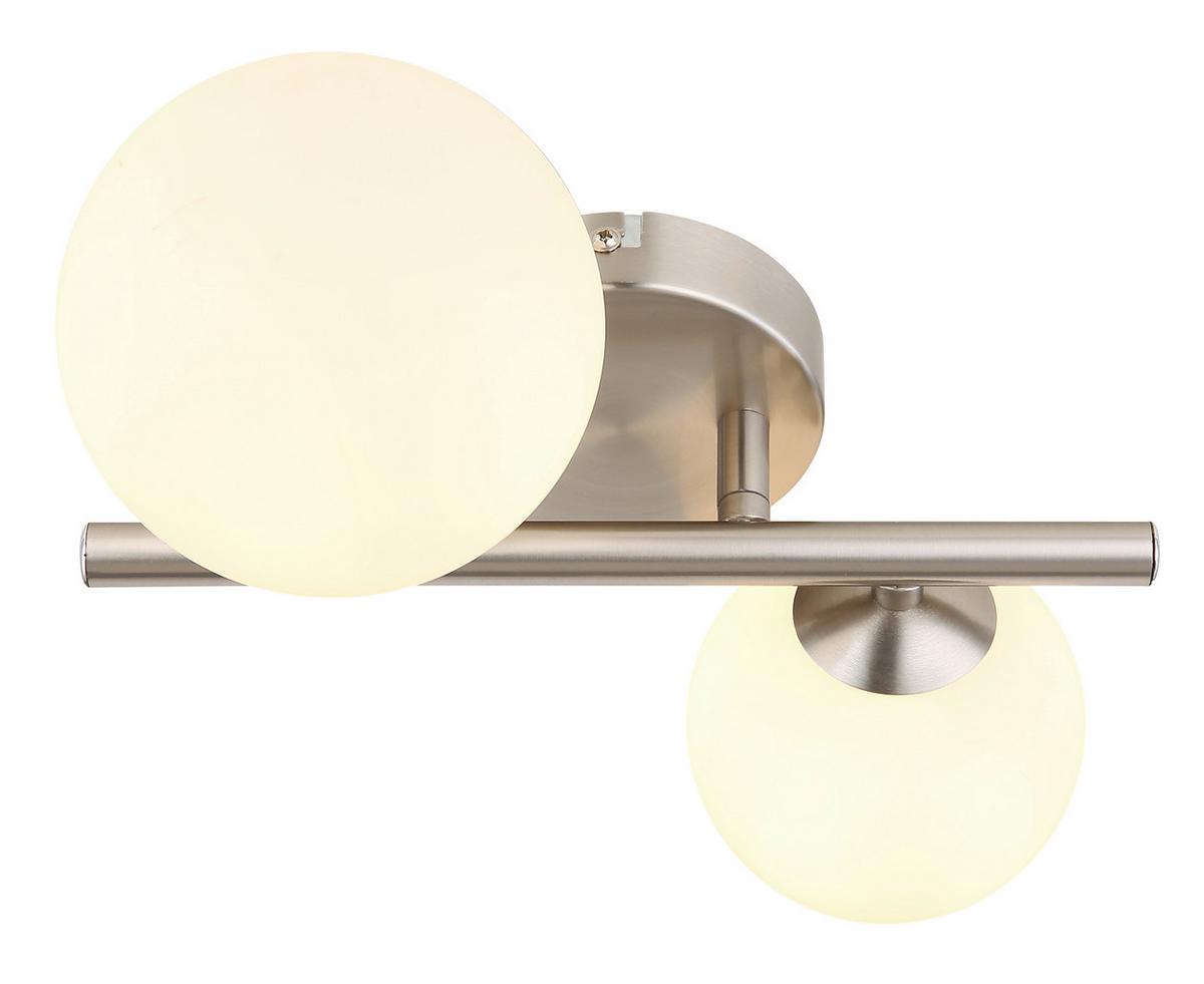 LED-Wandleuchte Riha Opal/Nickelfarben max. 3,5Watt - Opal/Nickelfarben, KONVENTIONELL, Glas/Metall (25/26/12,5cm) - Globo