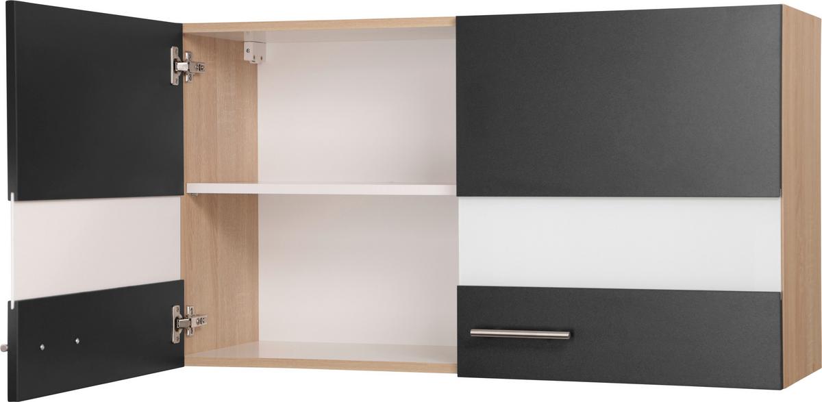 Kuhinjska Zgornja Omarica Merle, Barva Hrasta, Črna - srebrne barve/črna, Basics, kovina/steklo (100/56,1/34,6cm) - Respekta