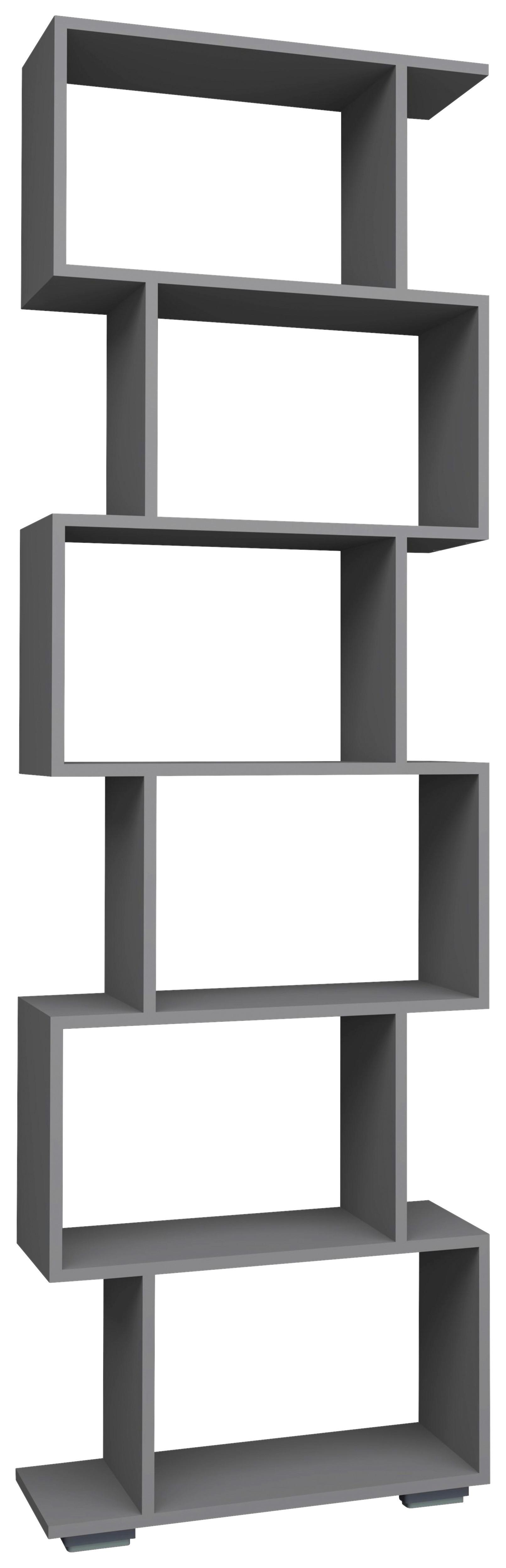 Regal Palusa L - Anthrazit/Silberfarben, Design, Holzwerkstoff/Kunststoff (60/196/24cm) - MID.YOU