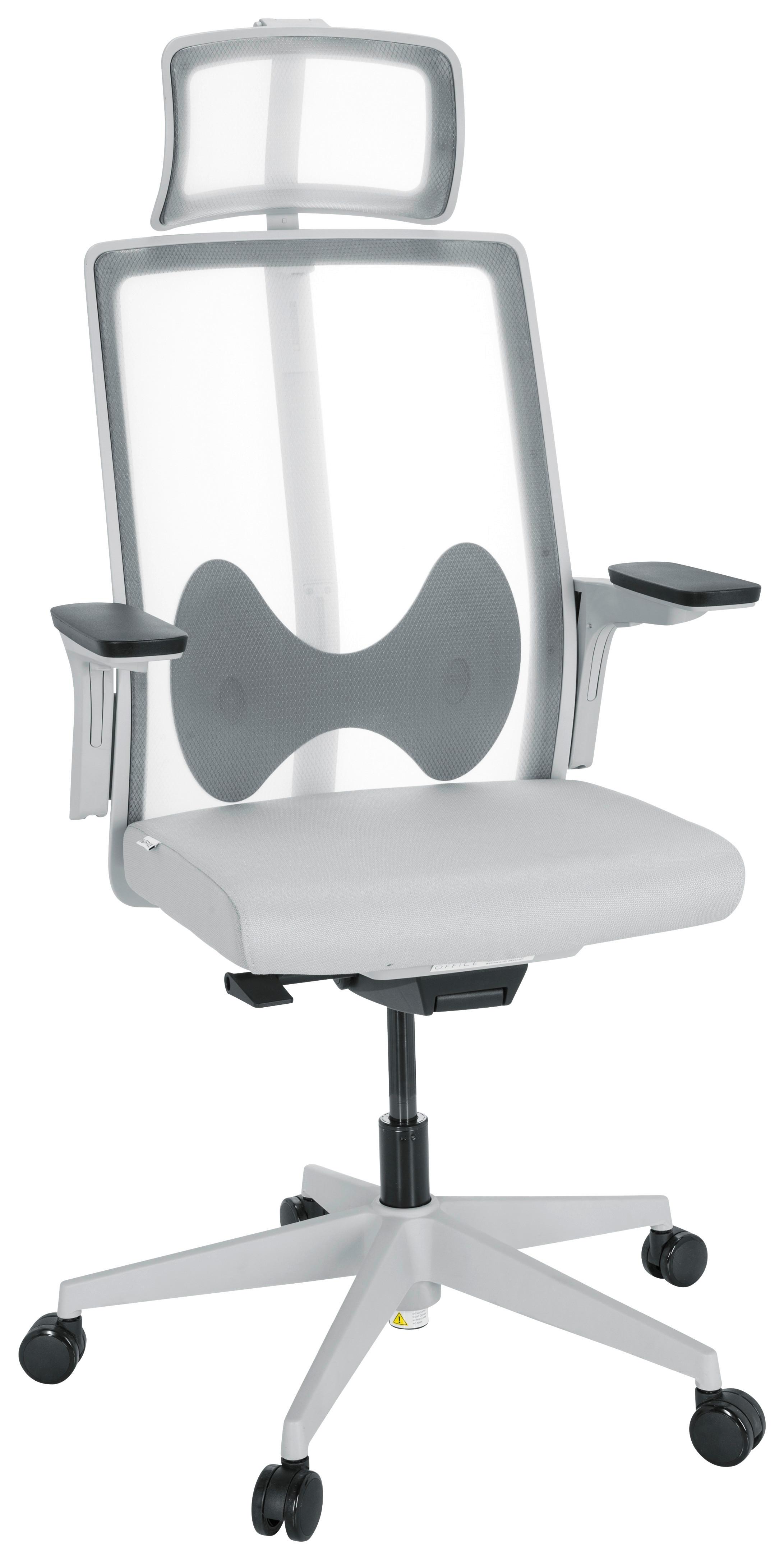 Pisarniški Stol Arceo W, Siva - siva/bela, Basics, umetna masa/tekstil (66/123-139/66cm) - MID.YOU