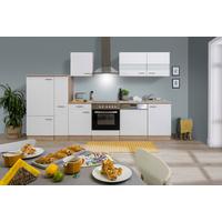 Küchenzeile Economy o. Geräte Weiß/Eiche B: ca. 310 cm - Edelstahlfarben/Eichefarben, Basics, Holzwerkstoff/Metall (310/200/60cm) - Respekta