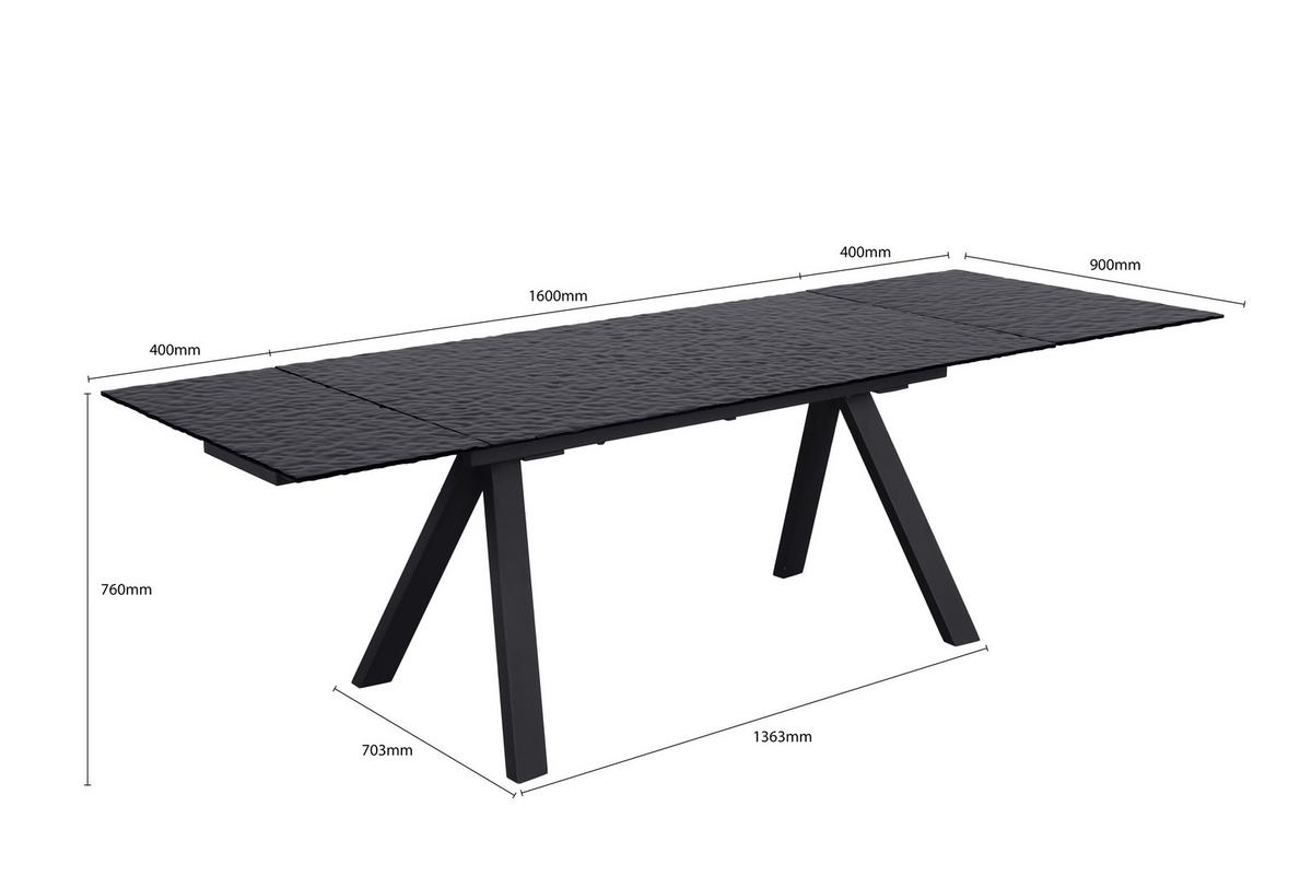 Ausziehtisch Bruno Schwarz - Schwarz, Lifestyle, Glas/Metall (160-240/90/76cm) - Premium Living