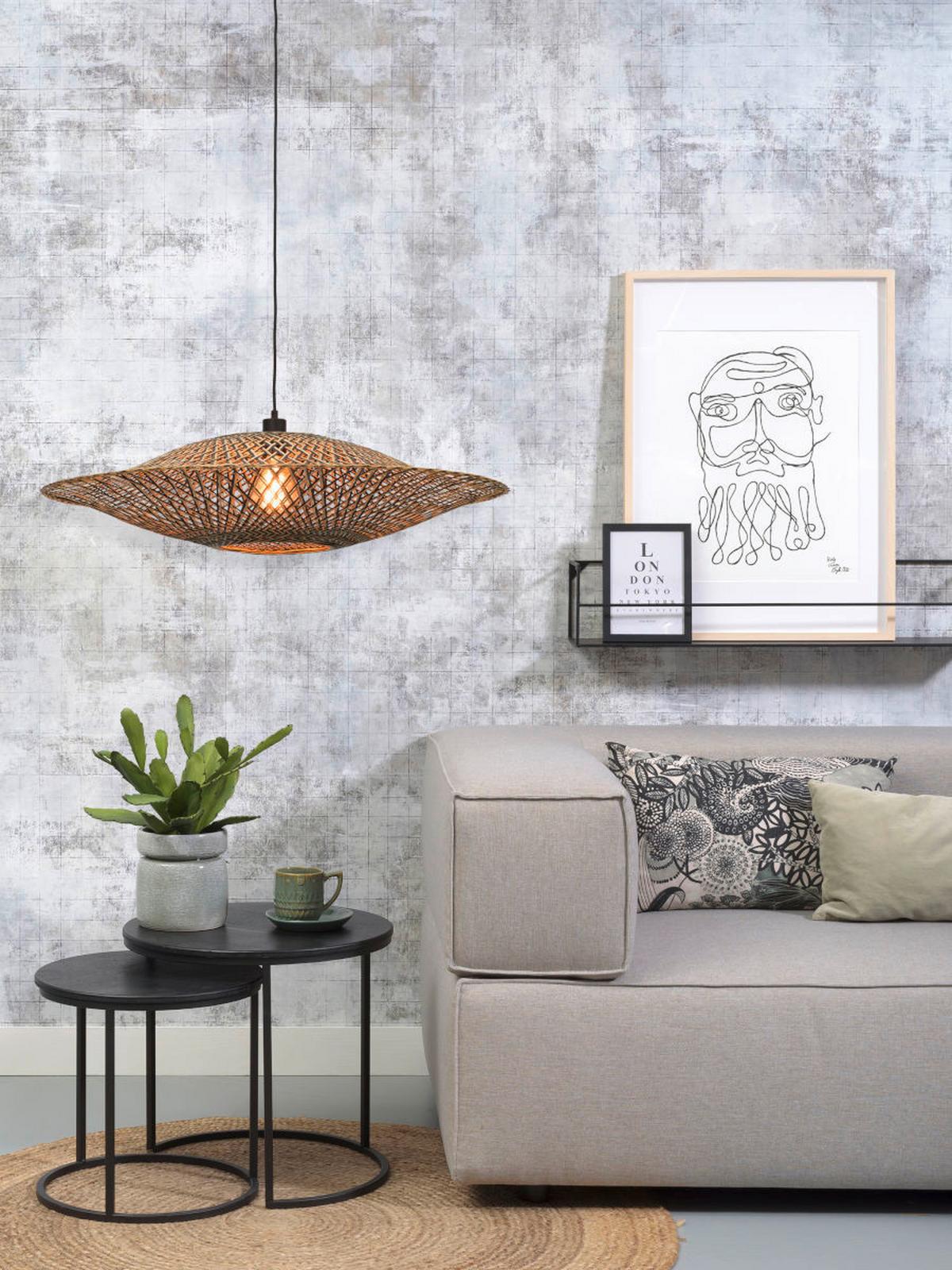 Hängeleuchte Bali in Schwarz/Braun max. 40 Watt - Hellbraun/Schwarz, Natur, Naturmaterialien (87/20cm) - Good & Mojo