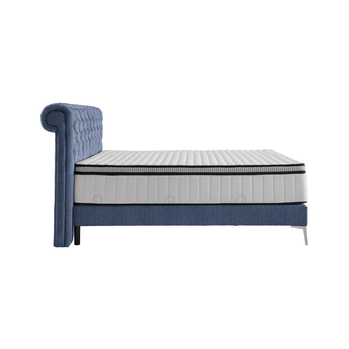 Boxspringbett Queen in Dunkelblau ca. 180x200cm - Chromfarben/Goldfarben, Konventionell, Textil (180/200cm) - Premium Living